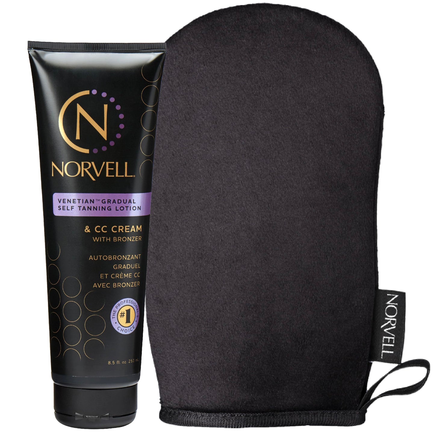 Norvell Tanning Bundle – Self Tan Extender Lotion 8.5 fl. oz & Streak-Free Applicator Mitt for Flawless, Moisturized Tan