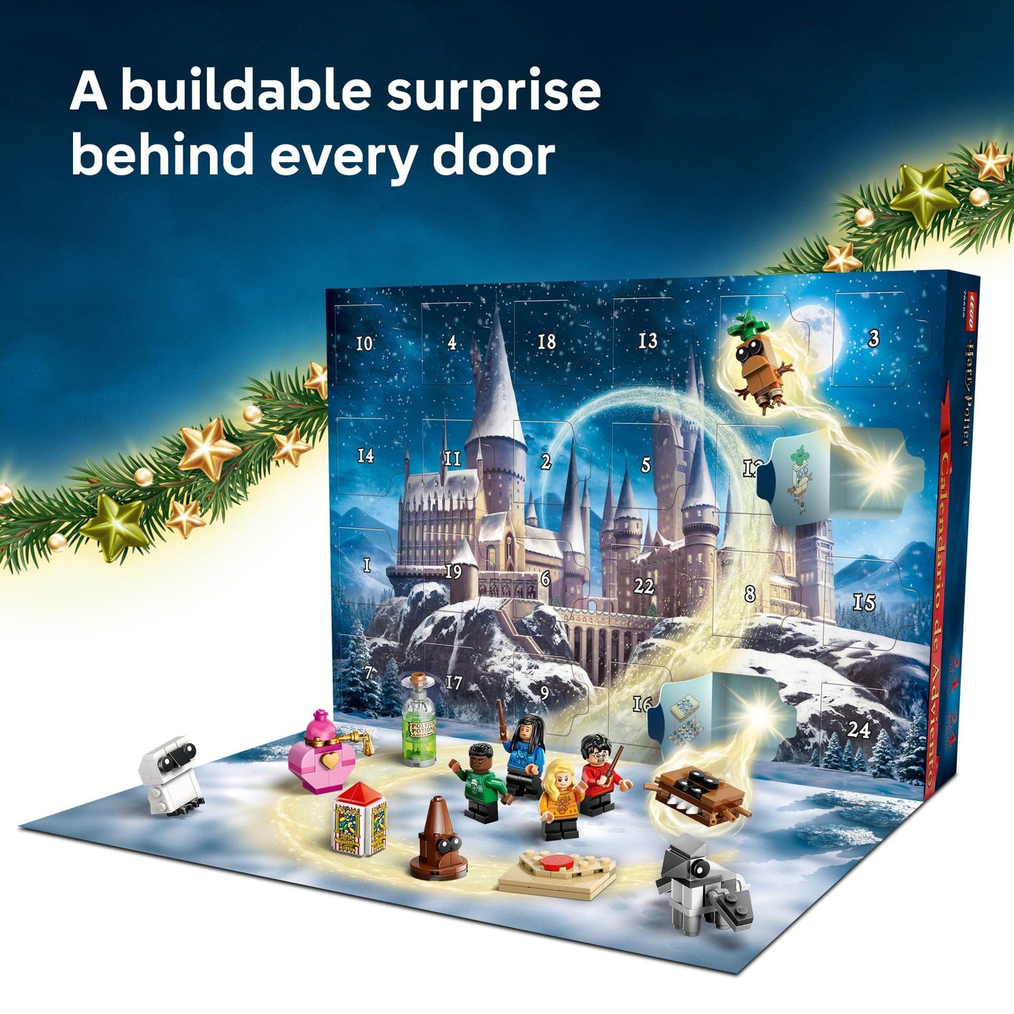 LEGO Harry Potter Advent Calendar 2025, 24 Buildable Surprises with Harry, Draco & Luna Minifigures, Kids Holiday Countdown Gift, 76456
