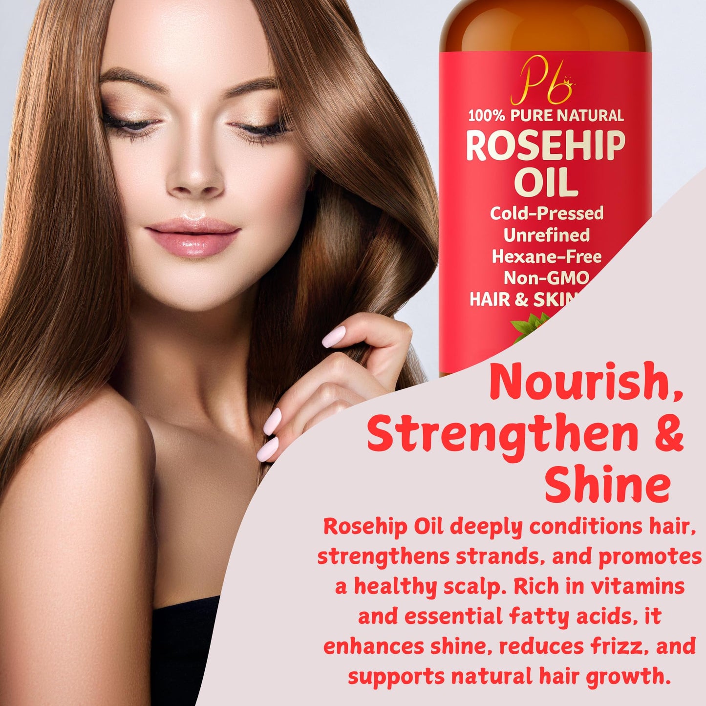 Pomberries Rosehip Oil – Cold-Pressed & Unrefined, Face, Skin & Hair Oil for Scars, Wrinkles, Stretch Marks, Daily Hydration & Massage, 4 fl oz