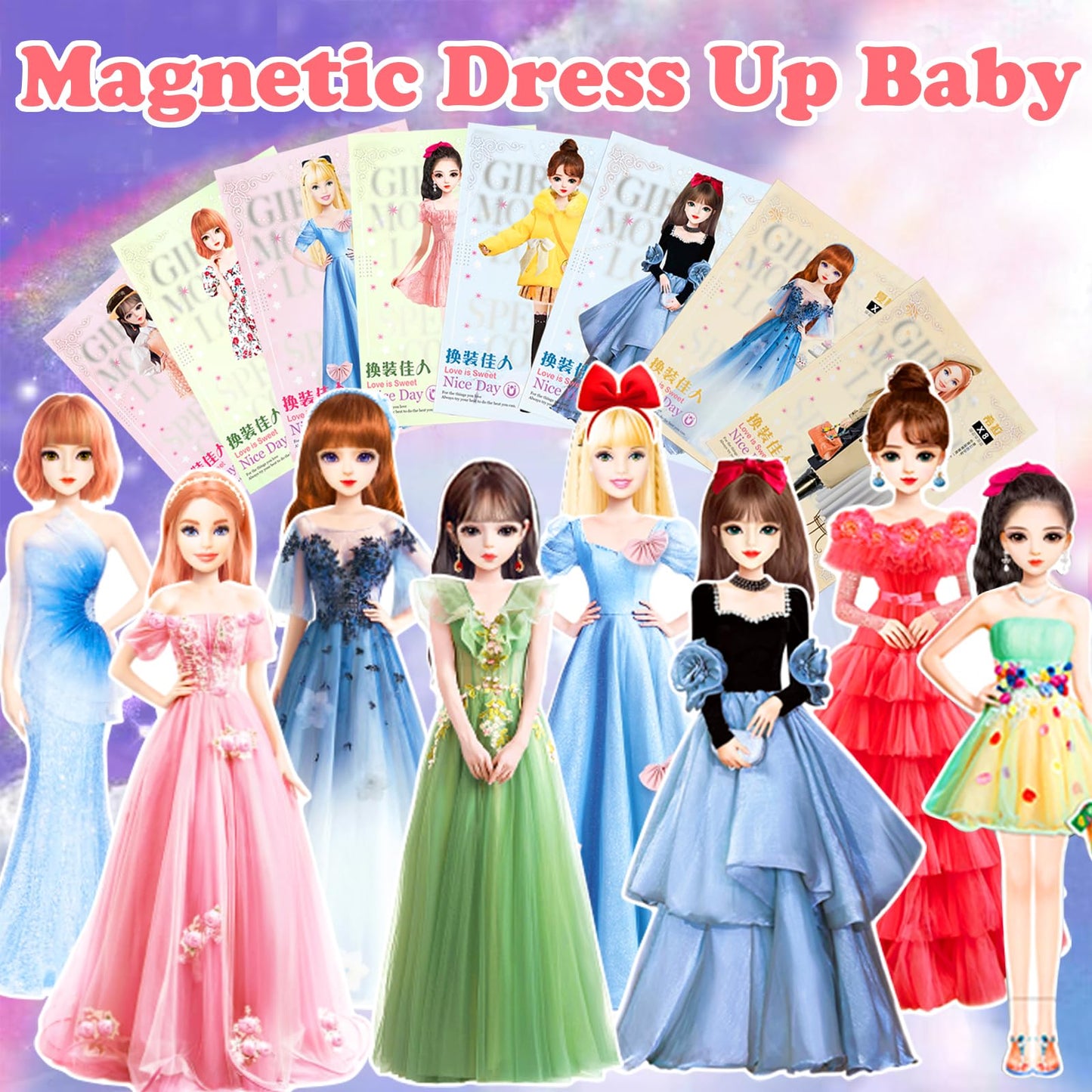 Magnetic Dress Up Dolls Kit – Paper Dolls & Outfits, Pretend Play Set for Girls 4+, Travel, Road Trip, Interactive Learning Gift