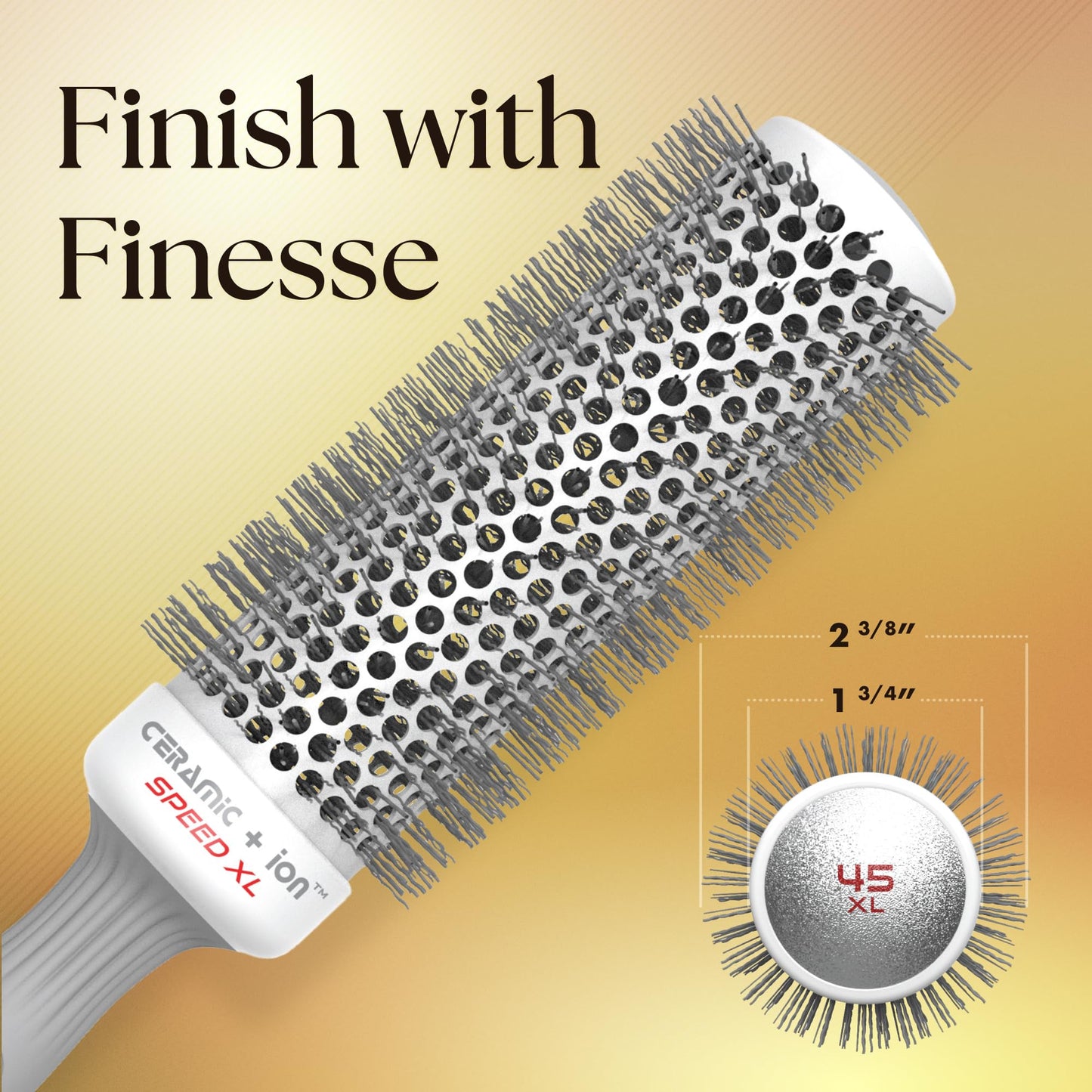 Olivia Garden Ceramic + Ion Speed XL Round Thermal Brush 1¾" – Extra-Long Barrel Blowout Brush for Normal to Thick Hair, Professional Styling Tool