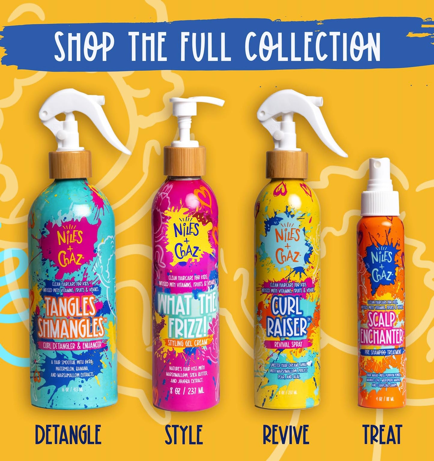 Niles & Chaz Tangles Shmangles Kids Detangler & Curl Enhancer - Hydrating Leave-In Conditioner, Frizz-Free Curls, 16 fl oz