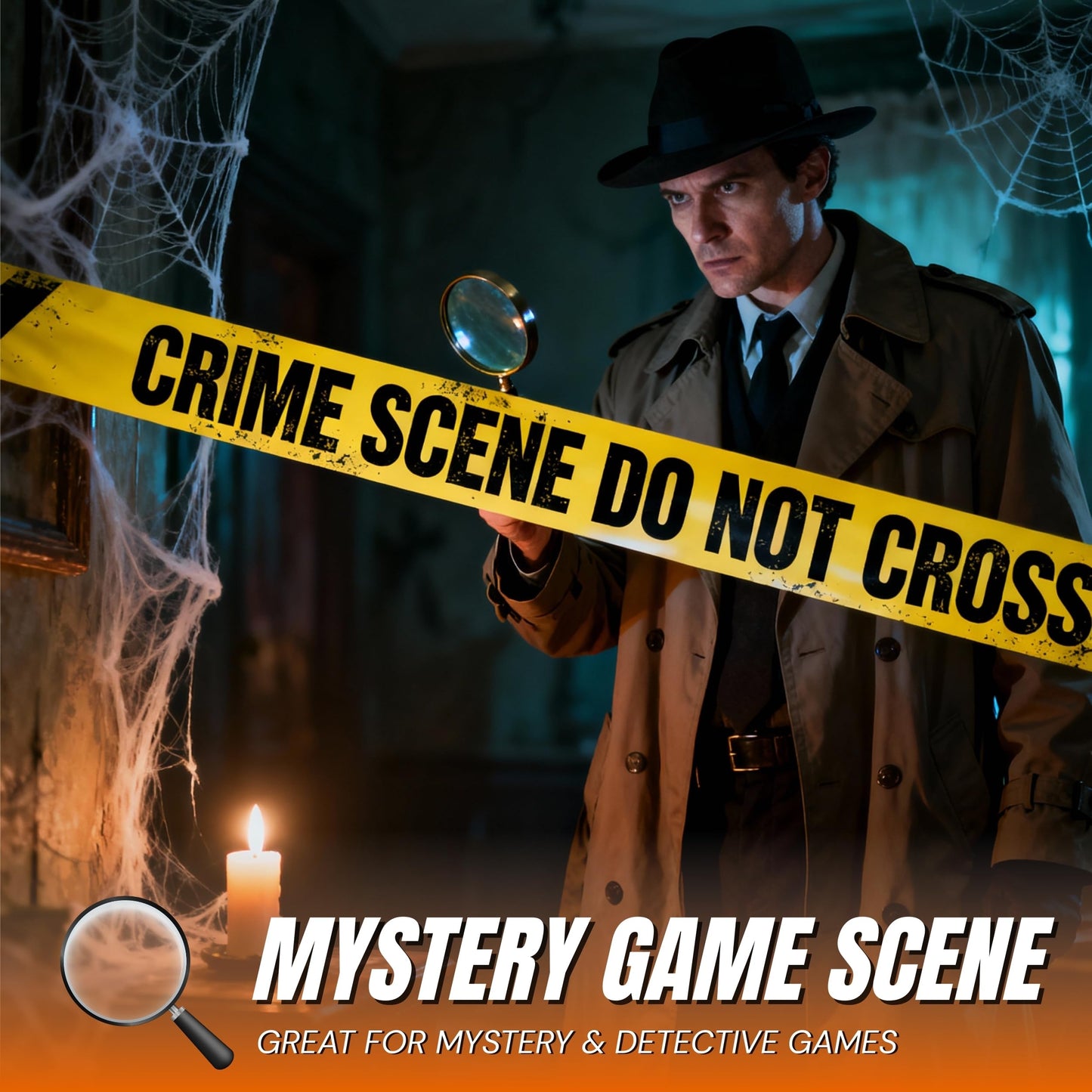 Halloween Crime Scene Decorations Kit - Mystery Dinner Party Supplies with Crime Scene Tape, 25 Evidence Markers & 25 Crime Object Cards