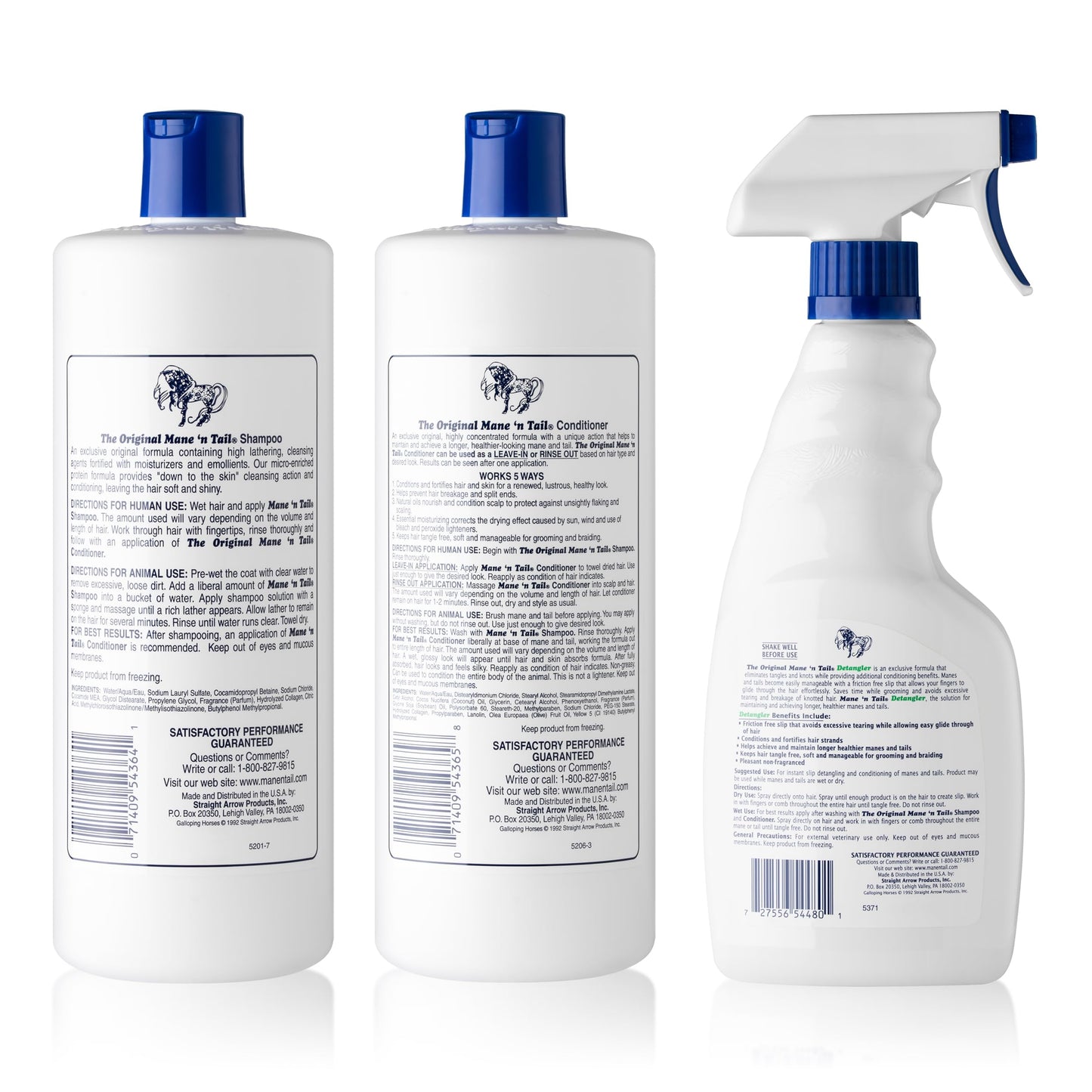 Mane 'n Tail 3 Pc Kit Includes 32 Ounce Shampoo, 32 Ounce Conditioner, 16 Ounce Detangler
