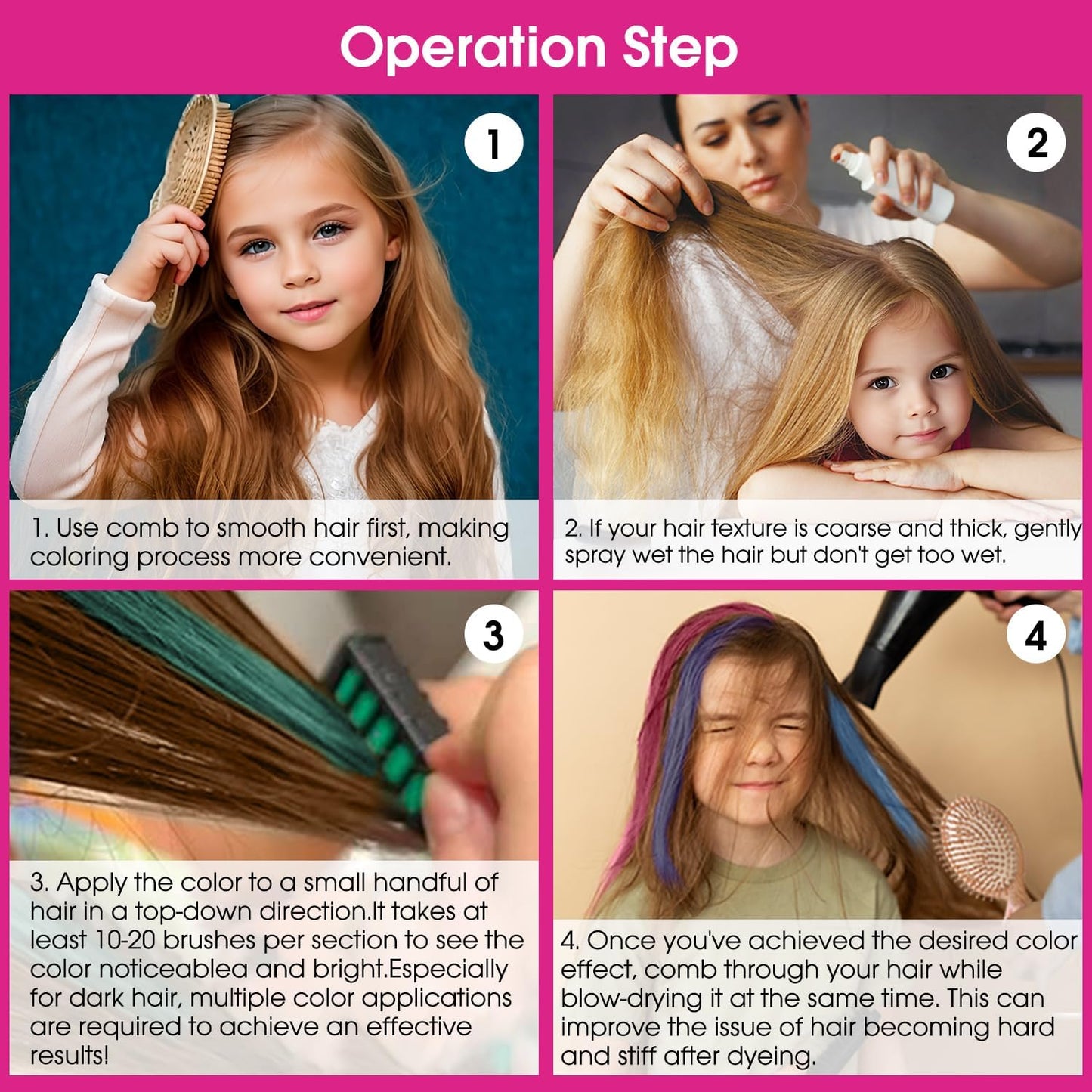 New Hair Chalk Comb for Kids – Washable Temporary Hair Color Dye for Girls Ages 4–12 | Fun DIY Cosplay, Party, Birthday & Holiday Gift