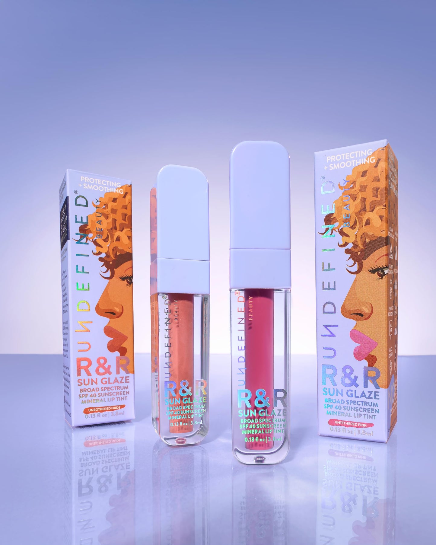 Undefined R&R Sun Glaze Nude SPF 40 Mineral Lip Oil Tint – Hydrating Sunscreen with Ceramides, Hyaluronic Acid & Peptides for Smooth, Nourished Lips