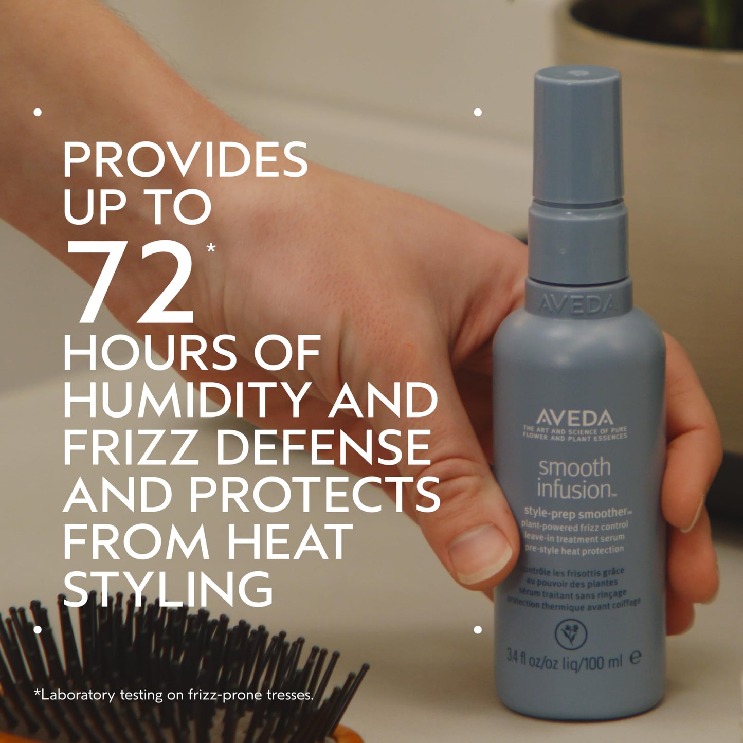 Aveda Smooth Infusion Style-Prep Smoother | Leave-In Anti-Frizz Serum & Heat Protectant | 72-Hour Frizz Control | 98% Naturally Derived, 3.4 Fl Oz