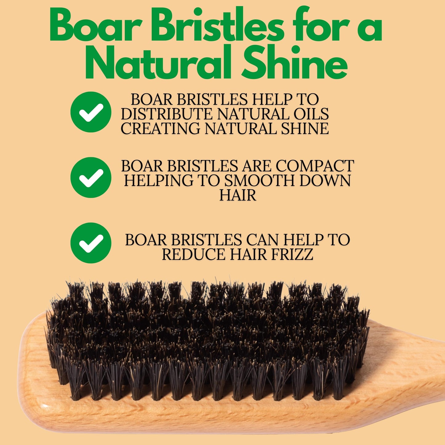 GranNaturals Boar Bristle Slick Back Brush for Sleek Ponytails & Buns – Smooths Flyaways, Baby Hairs & Edges, with Rat Tail for Parting