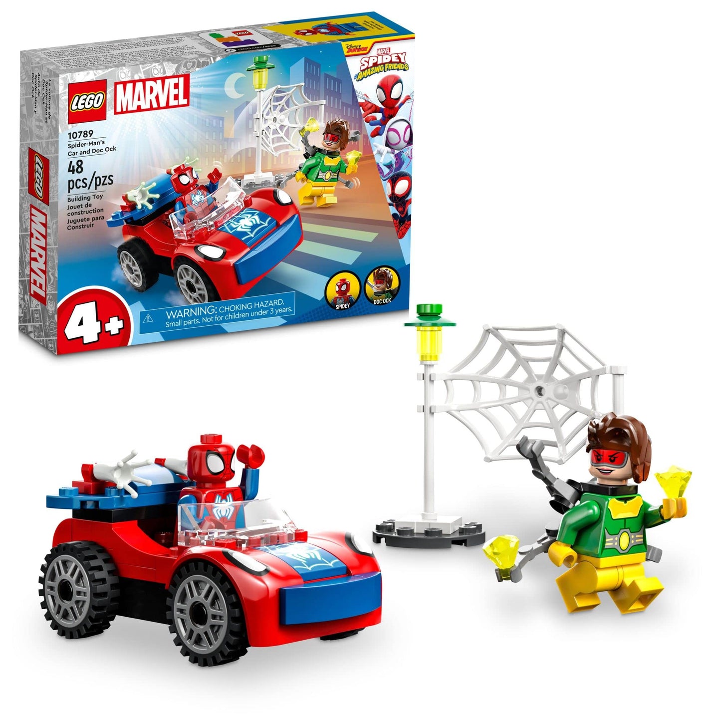 LEGO Marvel Spider-Man's Car and Doc Ock - Kids Pretend Play Set with Glow in The Dark Pieces for Boys & Girls, Ages 4+ - Gifts for Birthdays - 10789
