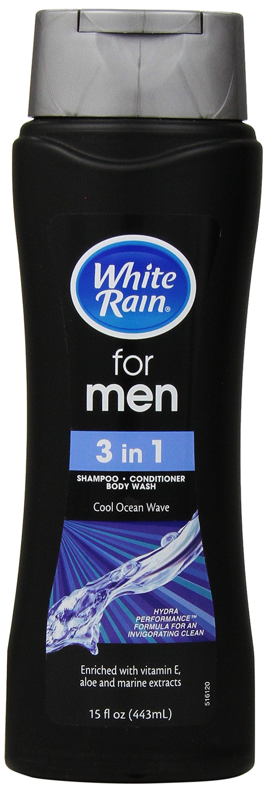 White Rain for Men 3 in 1 Shampoo/Conditioner/Body Wash Cool Ocean Wave - 15 oz, Pack of 3
