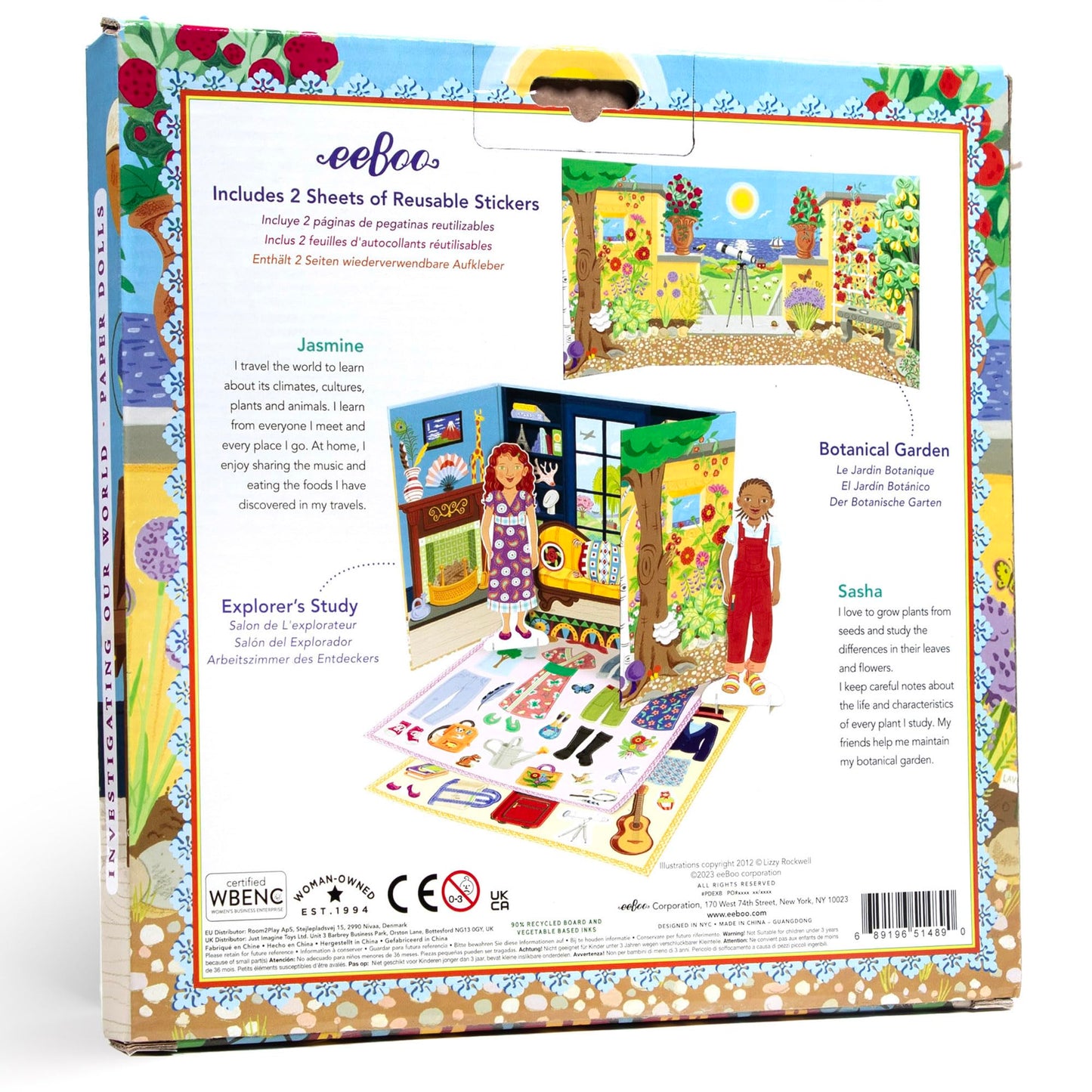 eeBoo: Paper Dolls: Explorer & Botanist - Includes 2 Paper Dolls, Stand Up Scene & Stickers, Kids Ages 5+