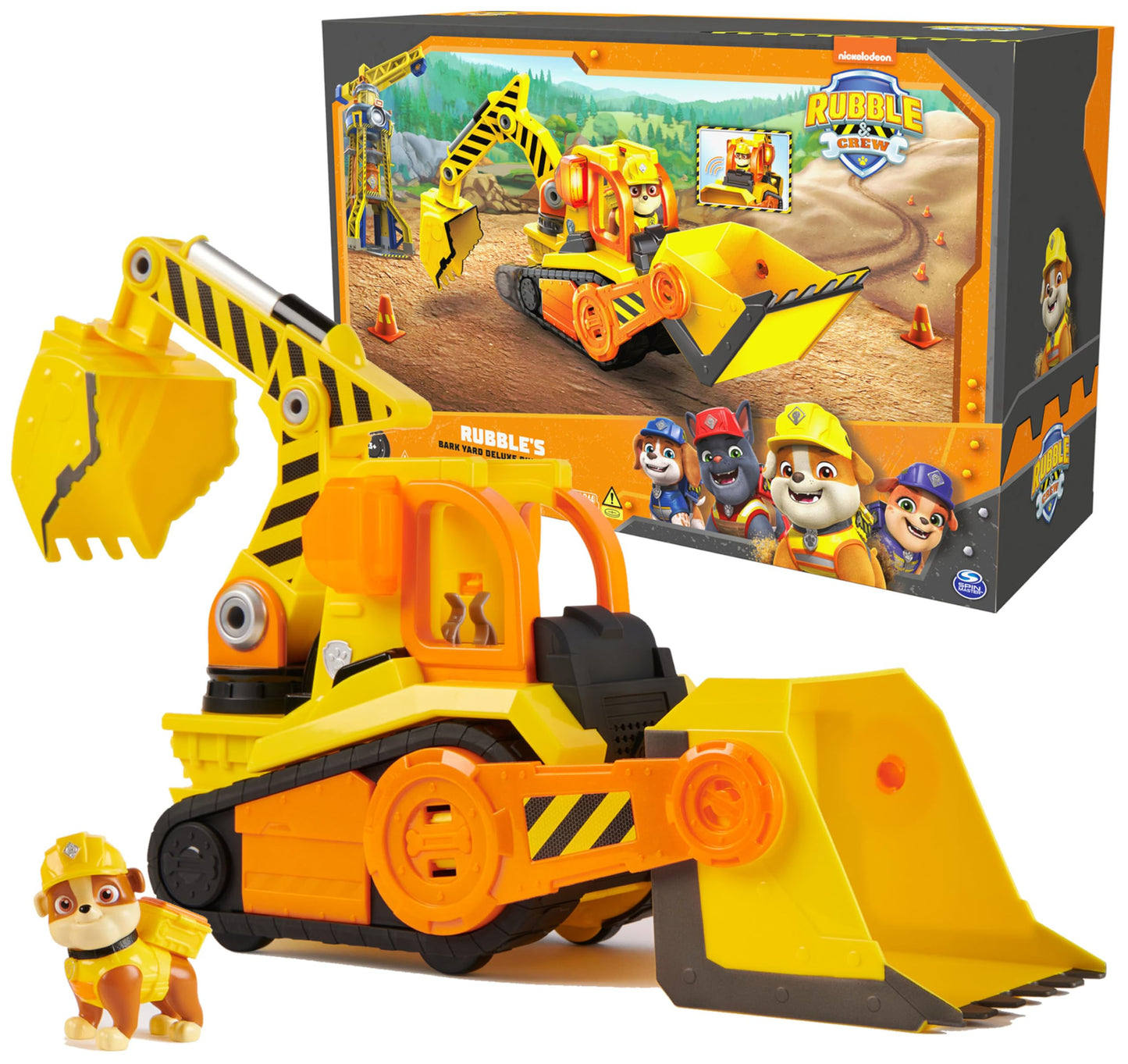 Rubble & Crew, Bark Yard Deluxe Bulldozer Construction Truck Toy with Lights, Sounds & Rubble Action Figure, Kids Toys for Boys & Girls Ages 3+
