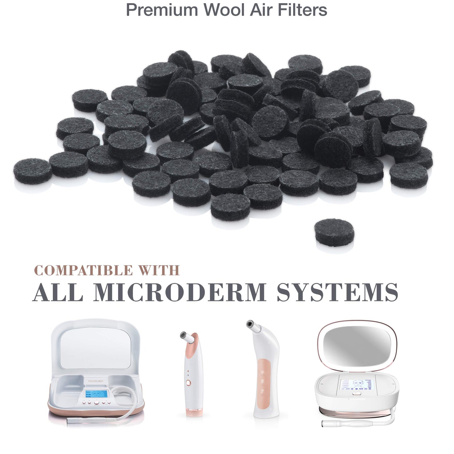 Trophy Skin Replacement Filters - Round Wool Air Filters - fits Trophy Skin Microdermabrasion Kit - 100 pack