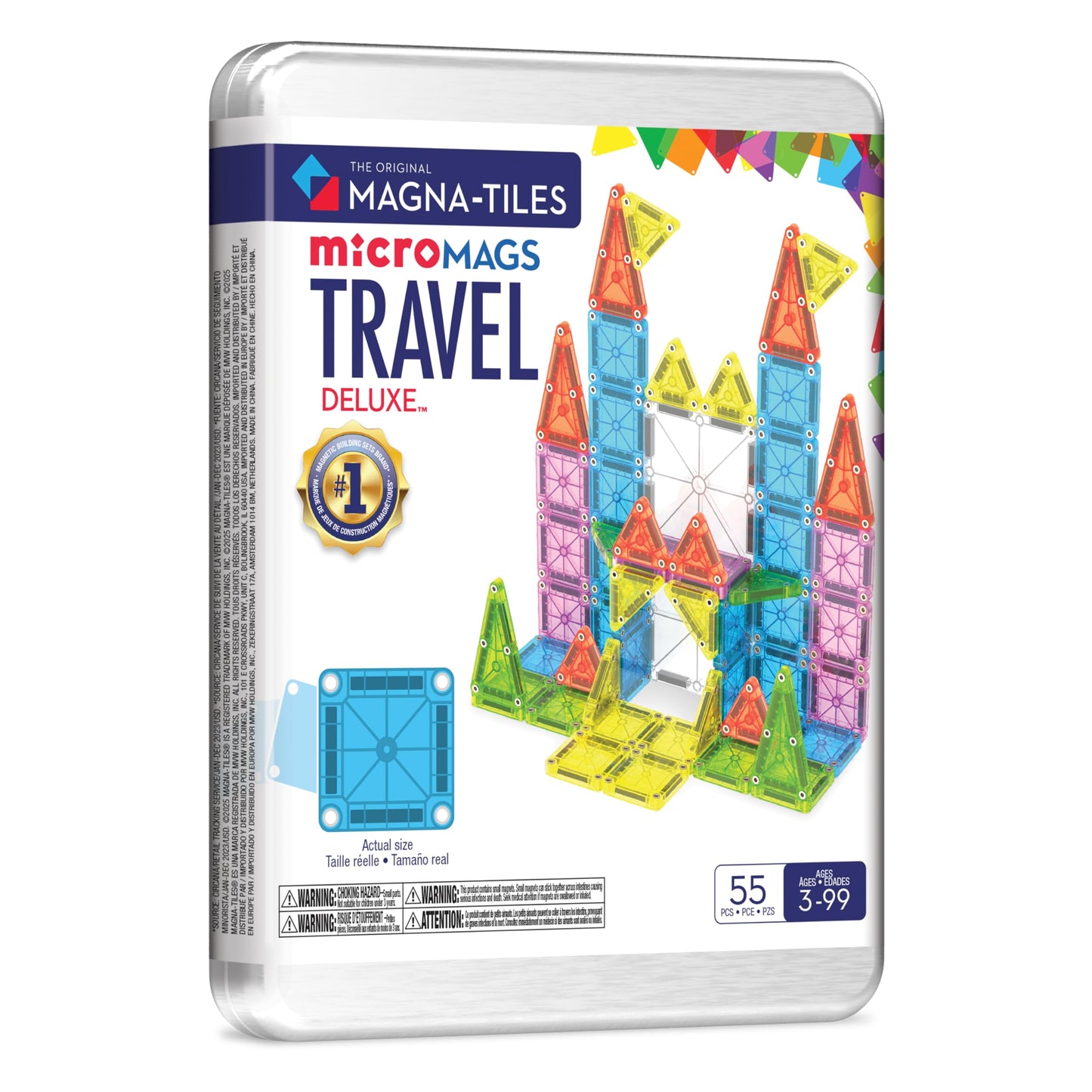 MAGNA-TILES microMAGS Travel Set Deluxe 55-Piece Magnetic Construction Set, The Original Magnetic Building Brand