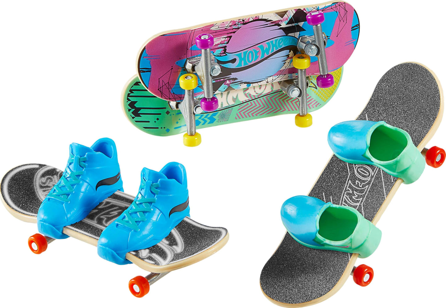 Hot Wheels Tony Hawk Fingerboard Multipack – 4 Boards, 2 Pairs Removable Skate Shoes, Exclusive Set, Styles May Vary