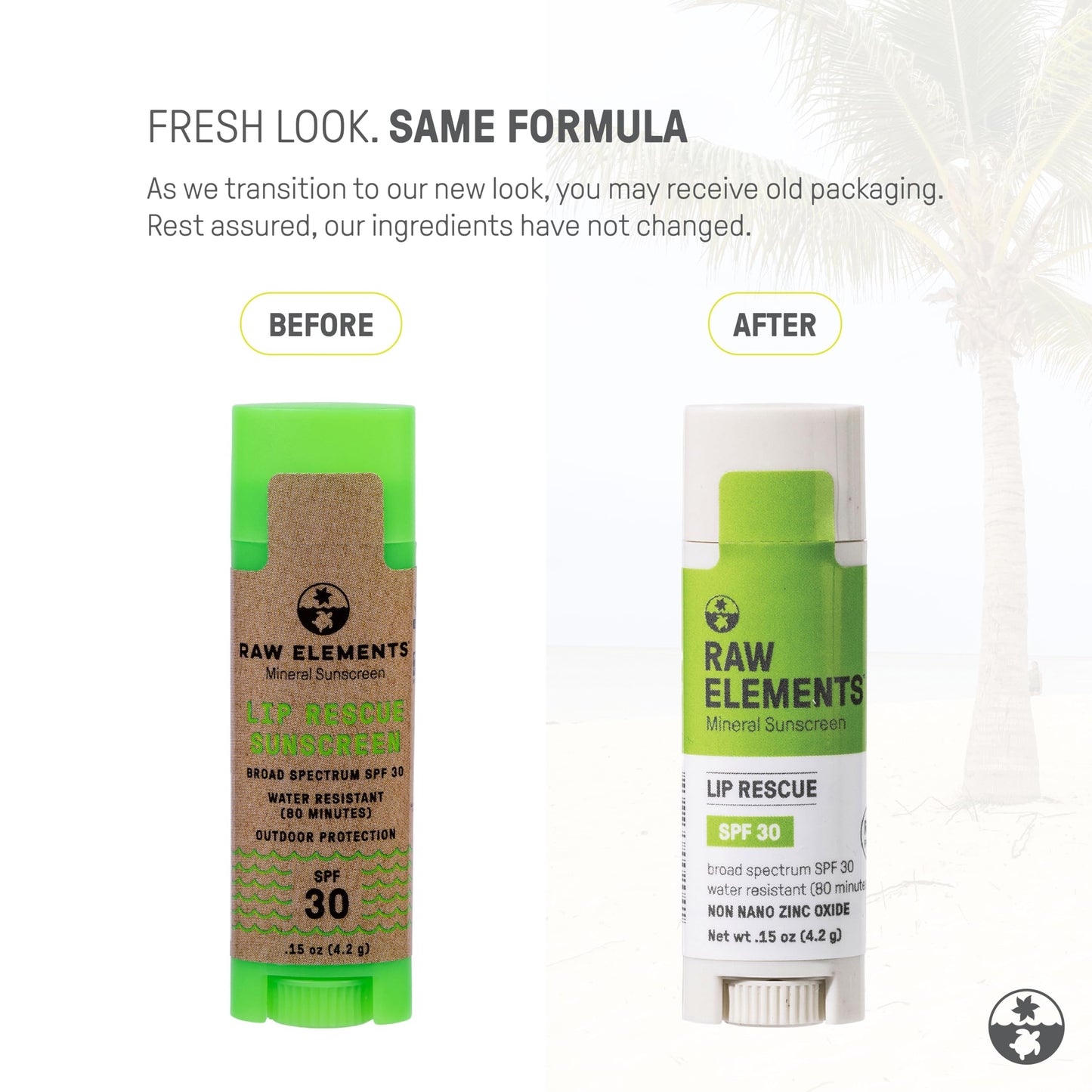 Raw Elements Organic Outdoor Sunscreen Lip Balm Rescue - SPF 30, UVA-UVB Protection, Reef-Safe, Non-Nano Zinc, Water Resistant, 0.15 oz (Pack of 1)