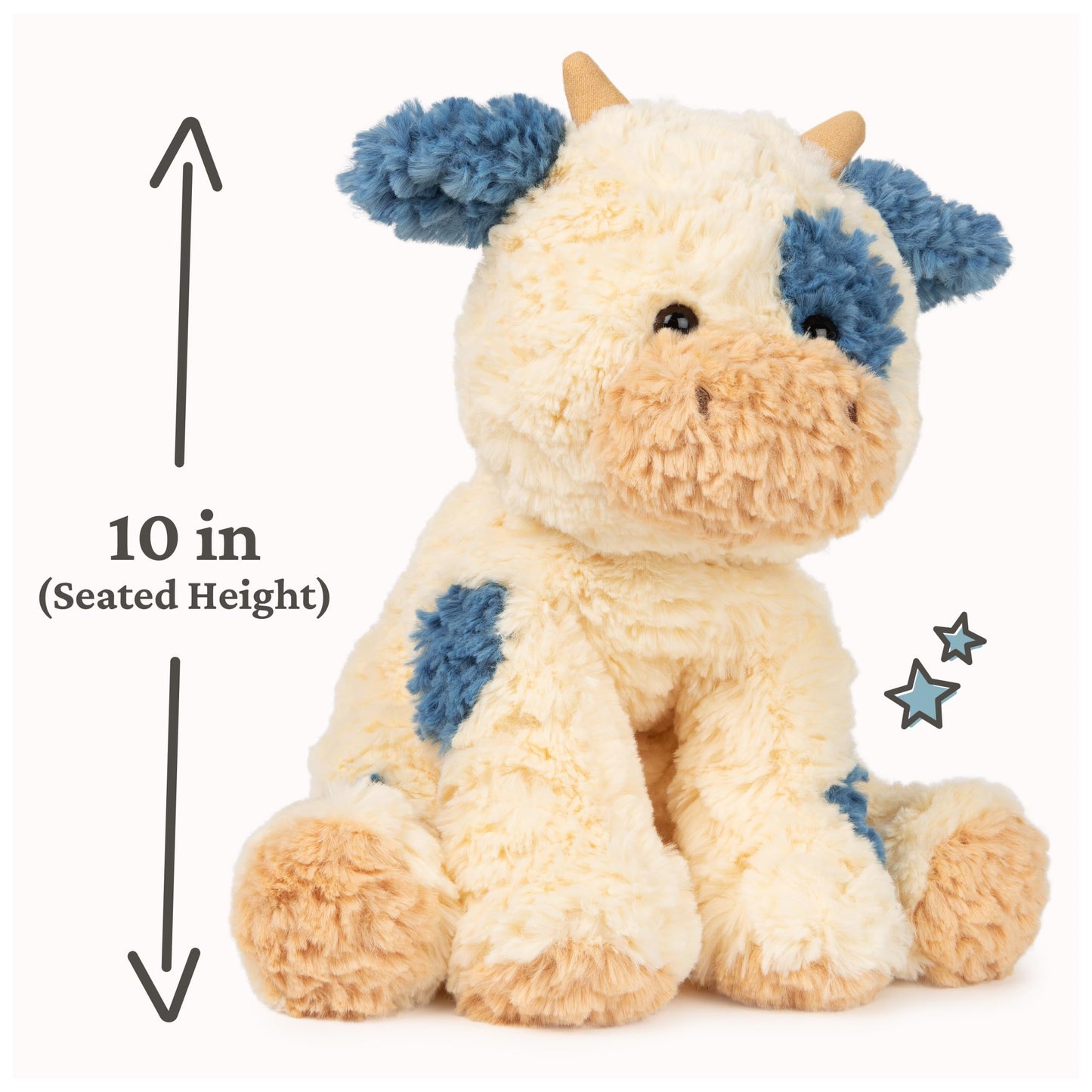 GUND Cozys Collection Cow, Stuffed Animal for Ages 1 and Up, Spring Decor Plush Toy, Cream/Blue, 10”