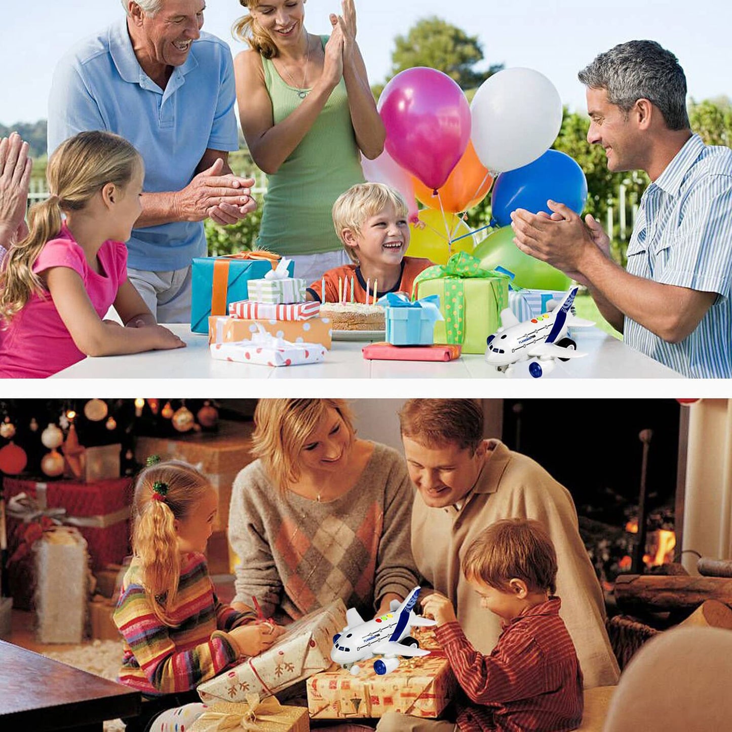 OCCAFY Friction Airplane Toy for Toddlers, 1:200 Scale Plane with Lights & Sounds, Fun Toy Vehicle for Boys & Girls