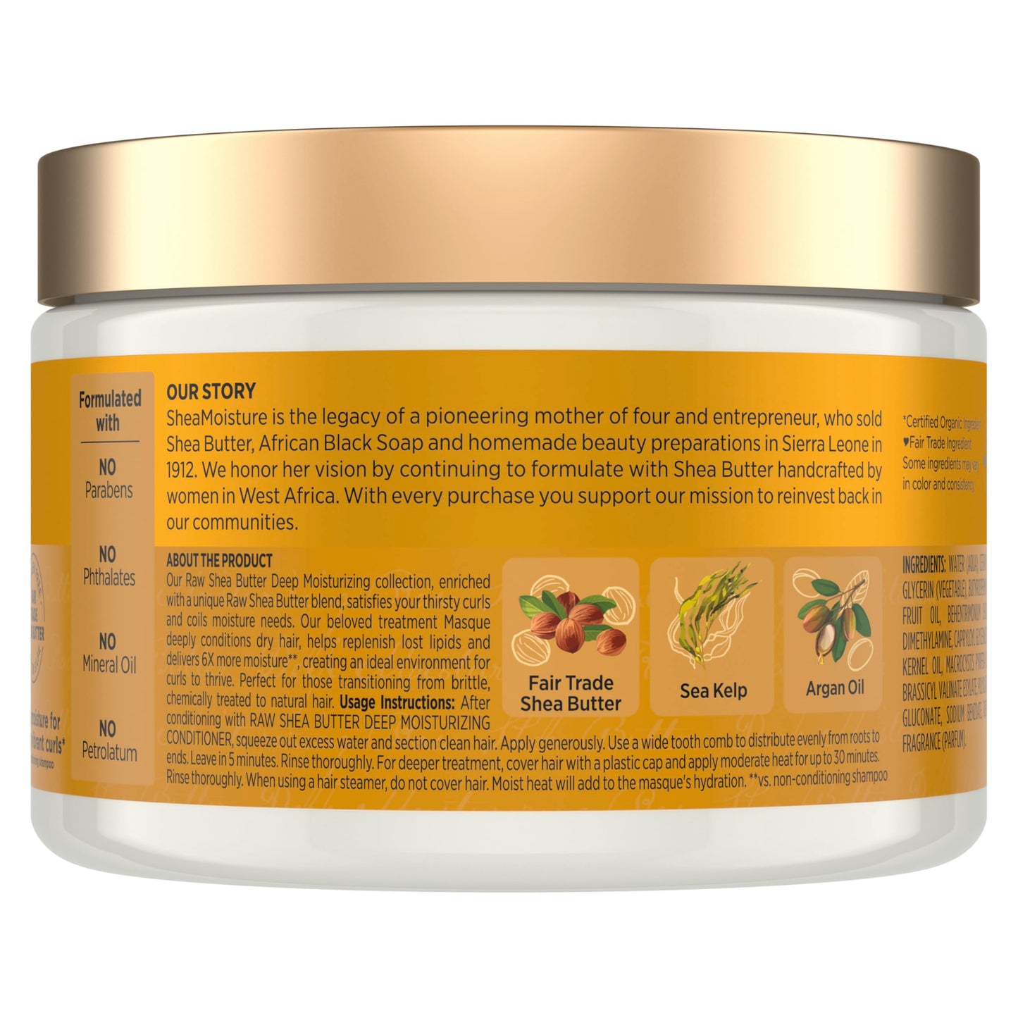 SheaMoisture Raw Shea Butter Deep Moisturizing Hair Masque 11.5 oz | Deep Conditioner for Curly Hair | Hydrating, Organic & Cruelty-Free