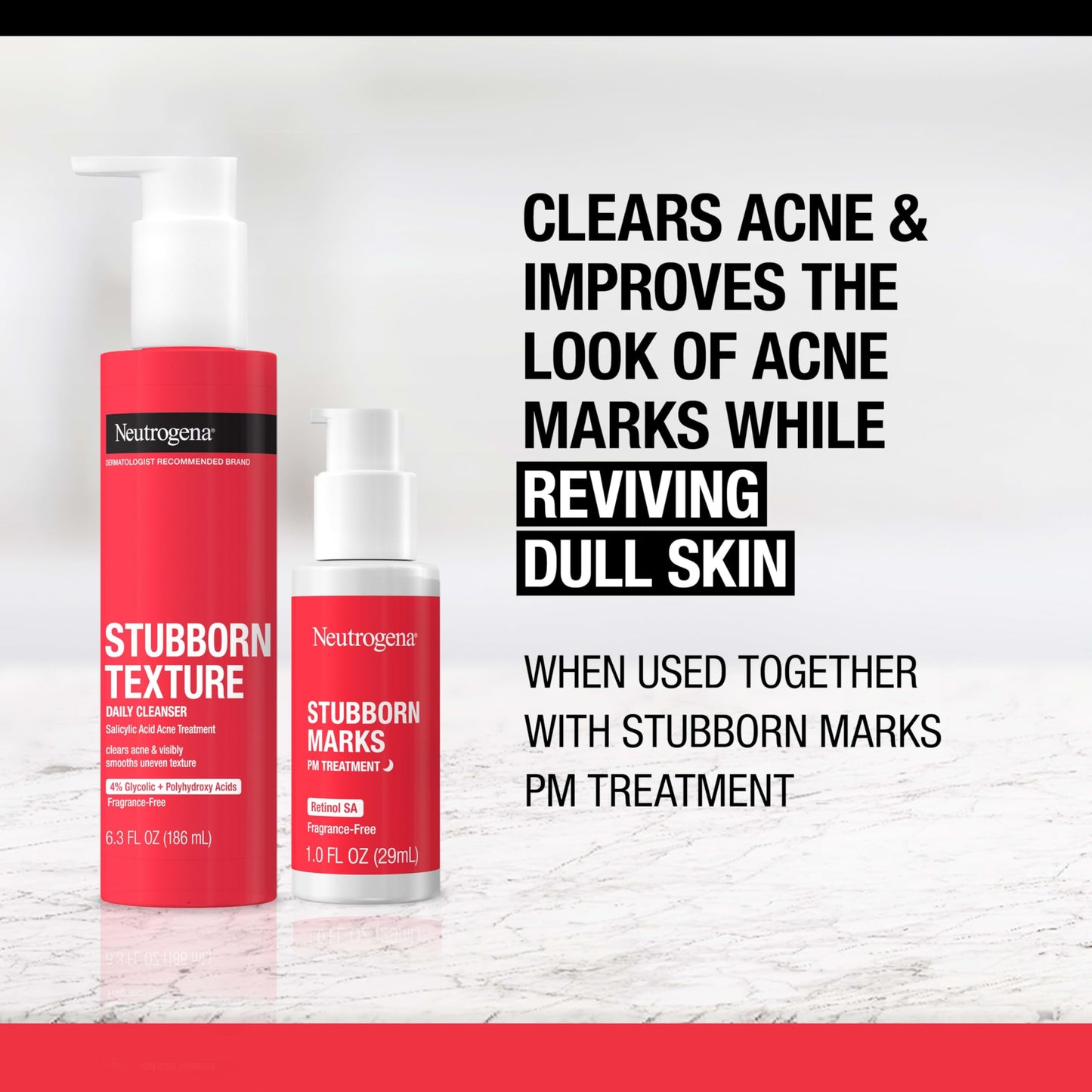 Neutrogena Stubborn Texture Daily Acne Facial Cleanser, Salicylic Acid Face Wash + Glycolic & Polyhydroxy Acids, Fragrance-Free, 6.3 fl. oz