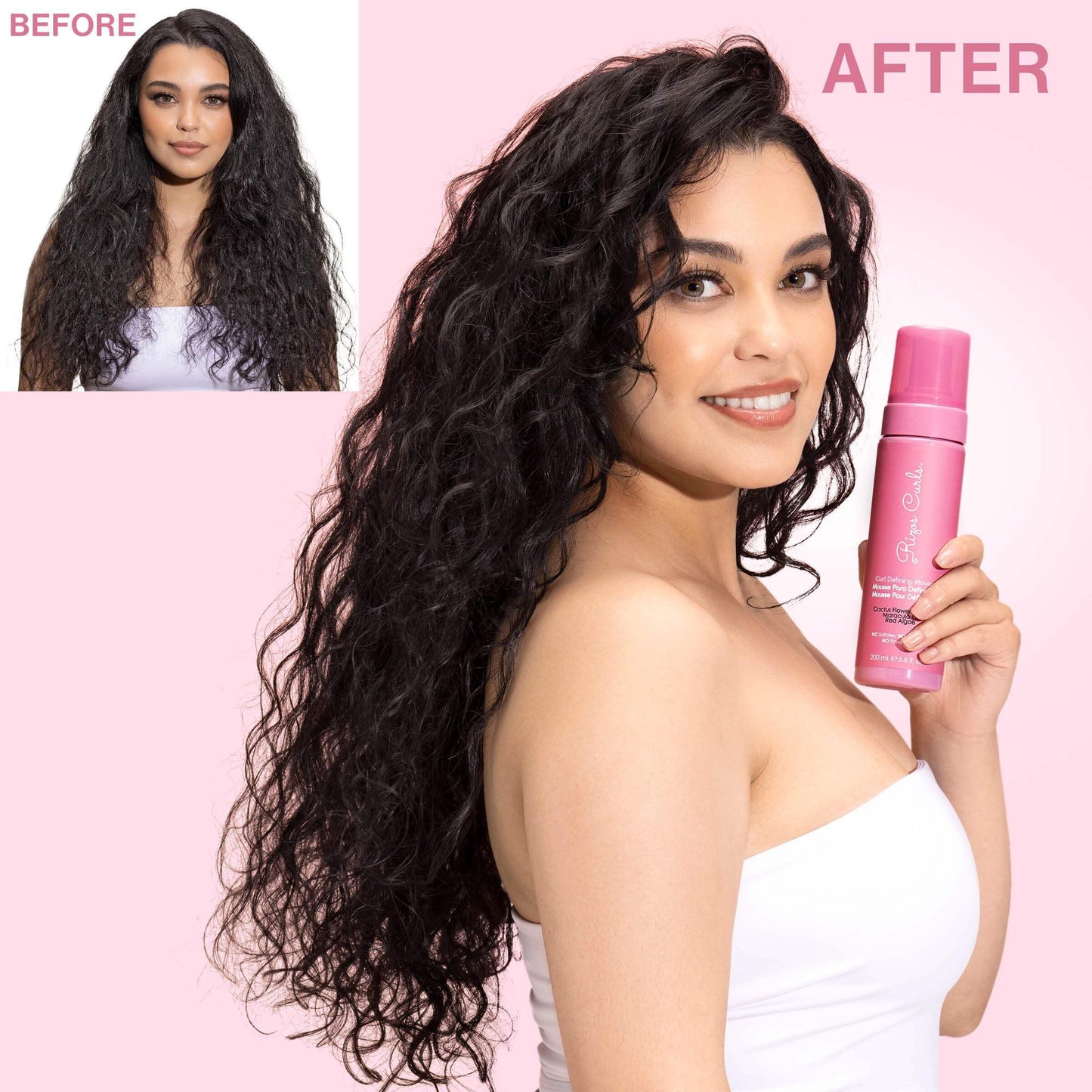 Rizos Curls Curl Defining Mousse – Lightweight Volumizing Foam for Wavy, Curly & Coily Hair (1A–4C) – Hydrating, Shiny & Frizz-Free, Sulfate-Free