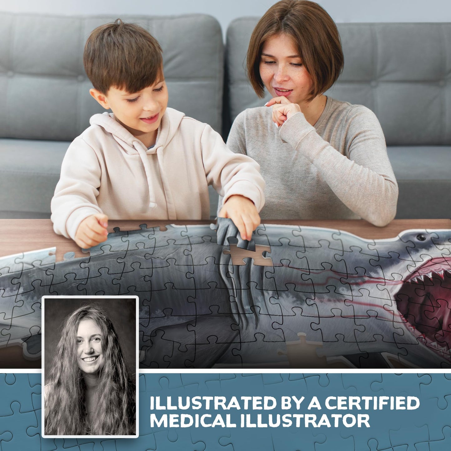 Shark Animal Anatomy 100-Piece Double-Sided Floor Puzzle – Large Educational Jigsaw for Kids Ages 3-10, Toddlers & Family Fun