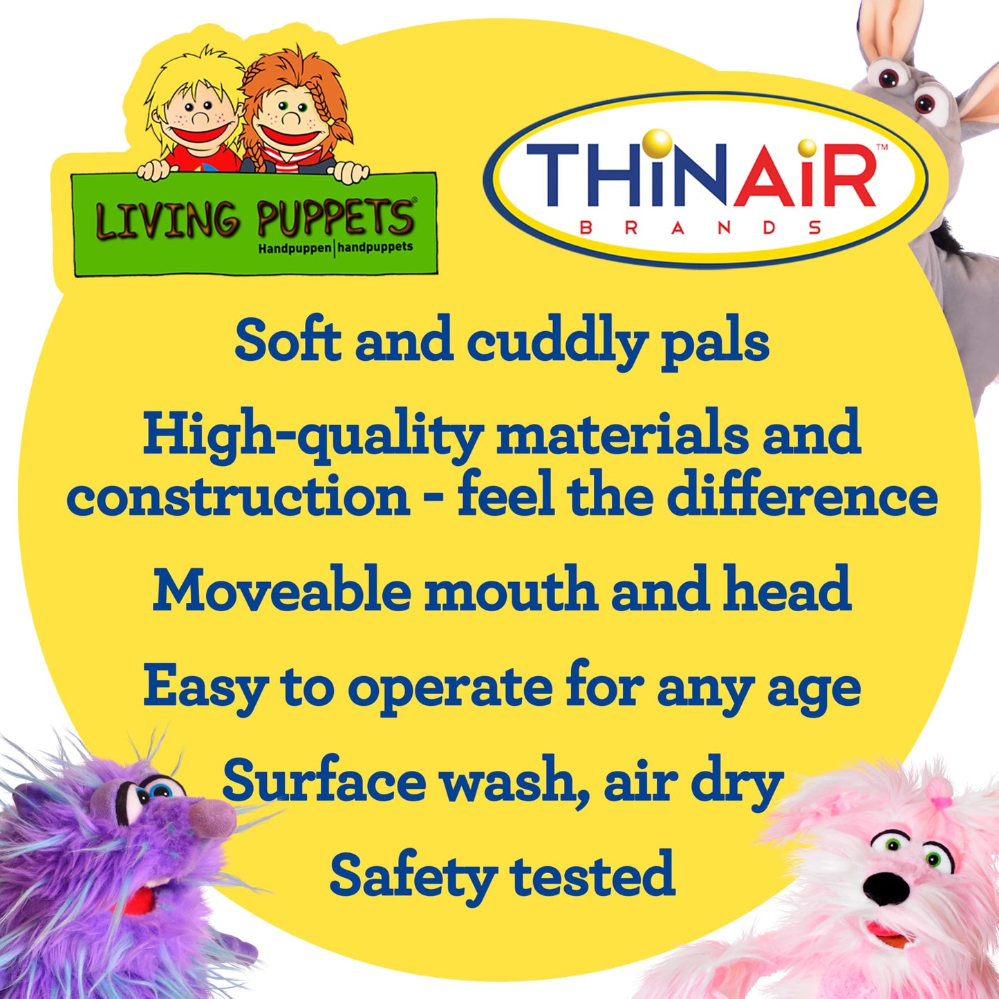 Living Puppets 9" Plush Purple Monster Hand Puppet – Soft, Cuddly, Safety Tested, Promotes Learning & Fun for Kids