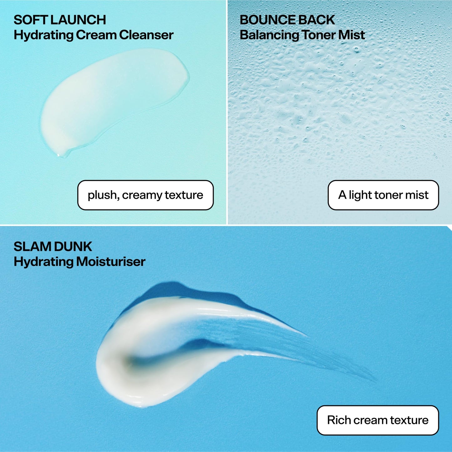 Bubble Skincare Silky 3-Step Hydrating Set for Dry Skin – Travel Size Cleanser, Toner & Moisturizer, 3-Piece Soft Launch Kit