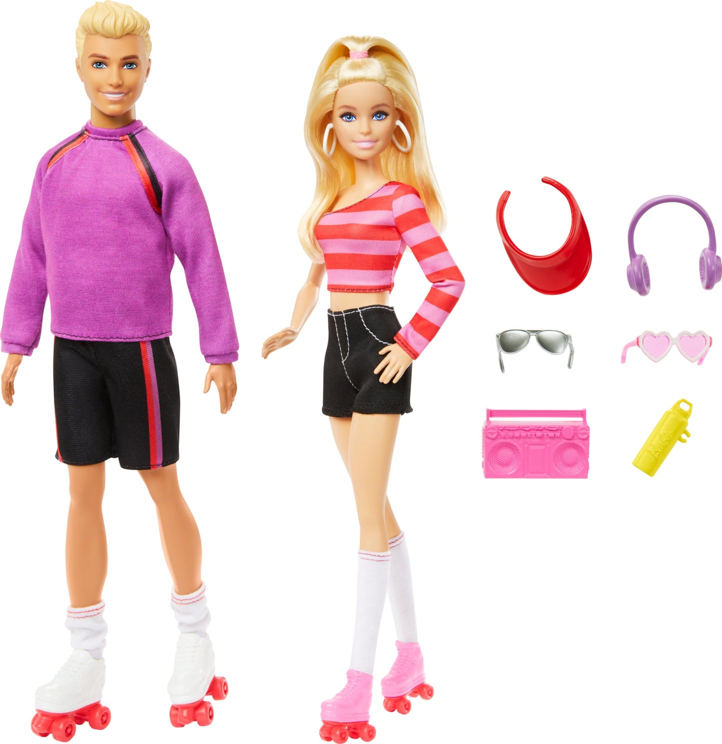 Barbie Fashionistas Set with 2 Fashion Dolls & 6 Accessories, Ken Roller-Skating Fashion Dolls, 65th Anniversary Collectible (Amazon Exclusive)