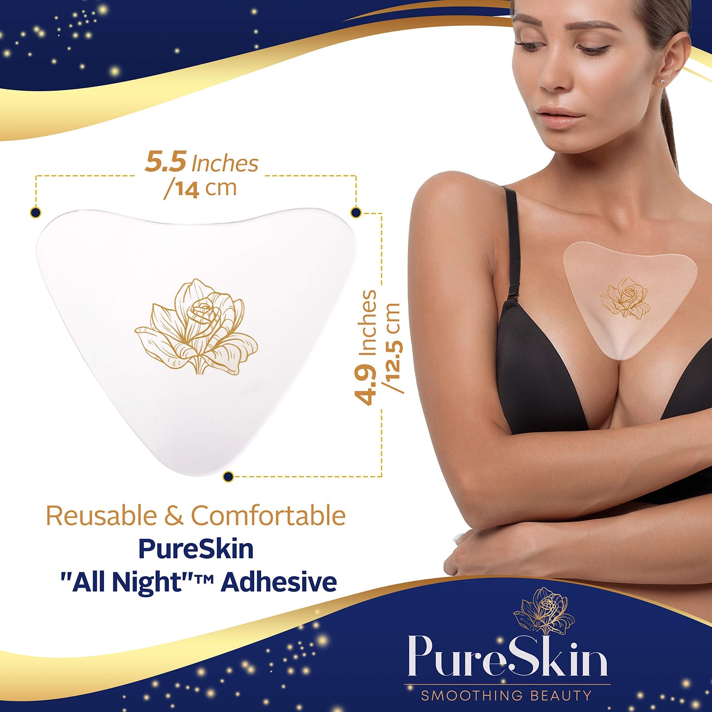 PureSkin 4-Pack Chest Wrinkle Pads – Silicone Anti-Wrinkle Patches for Decollete, Side-Sleeping, & Chest Lines