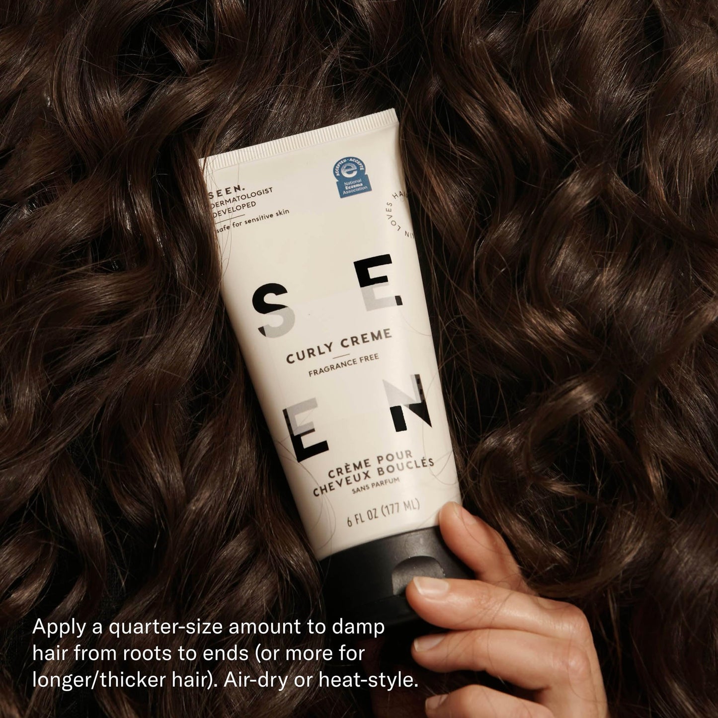 SEEN Curly Creme Fragrance Free – Curl Defining, Anti-Frizz Styling Cream with Heat Protection, Sulfate & Silicone Free, Safe for Sensitive Skin
