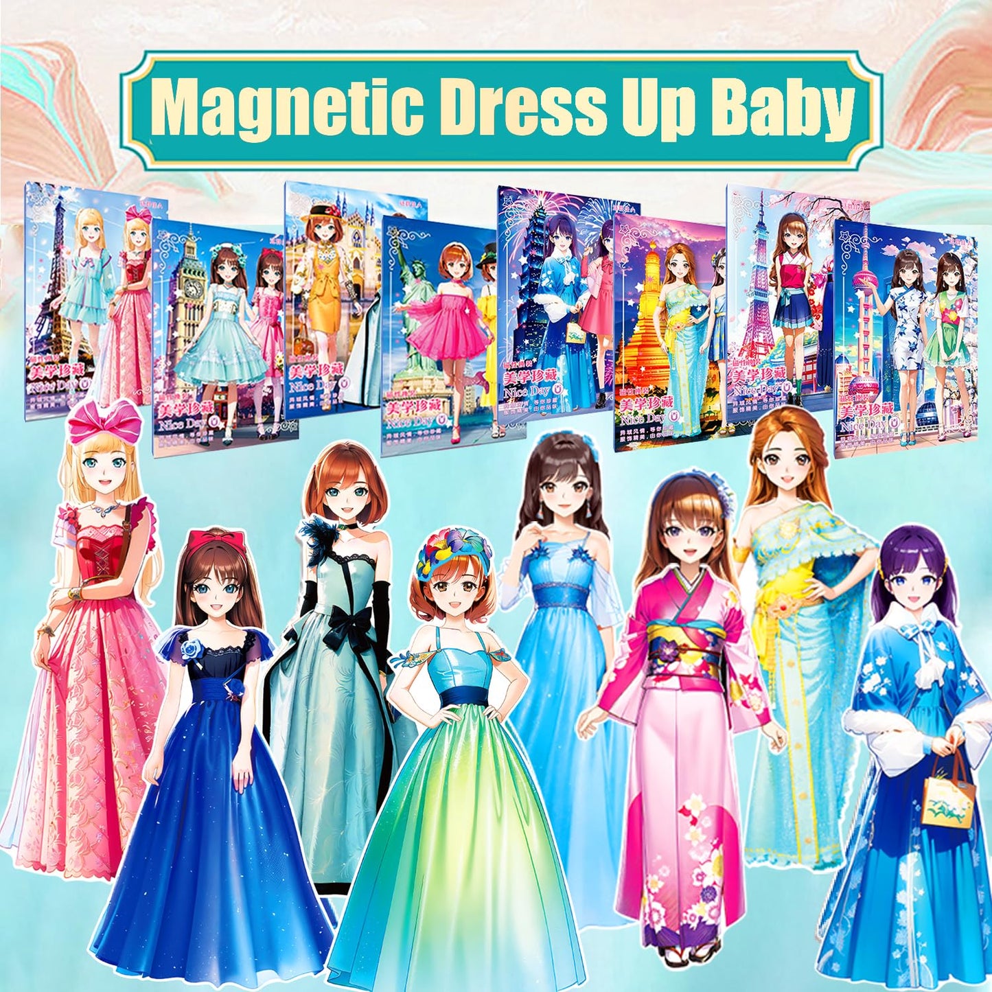 Daniel Axel Magnetic Dress-Up Paper Doll for Girls 4-7, Princess Magnet Set, Travel & Road Trip Activity, Interactive Birthday Gift