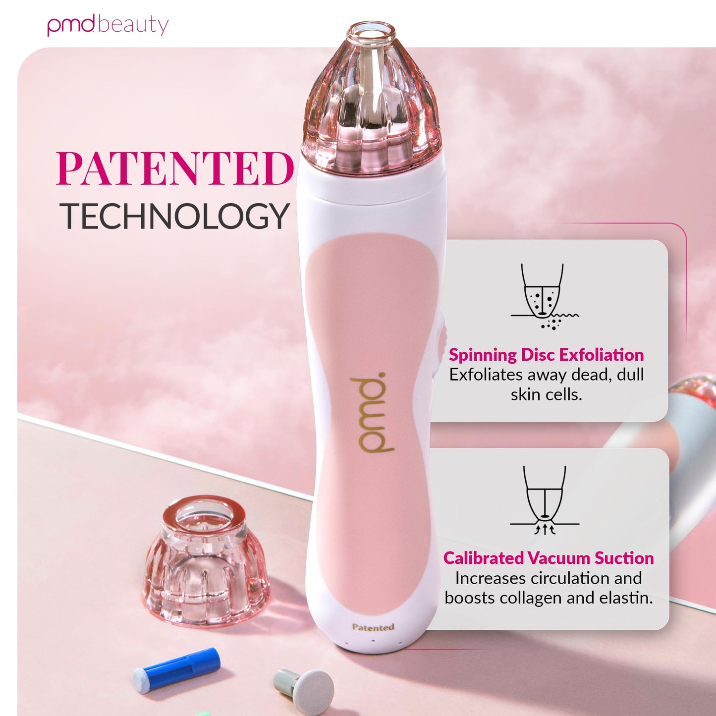 PMD Personal Microderm Classic for At-Home Use, Facial Exfoliator Tool, Microdermabrasion Machine Kit for Face and Body Skincare, Blush