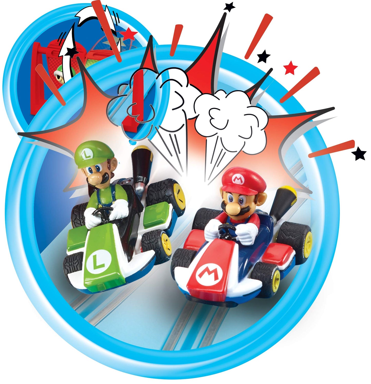 Carrera First Nintendo Mario Kart Slot Car Set with Mario & Luigi Cars – Battery-Powered Beginner Race Track Toy for Kids 3+