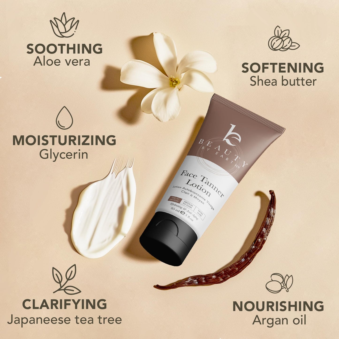 USA Made Natural & Organic Face Tanner - Non-Toxic Gradual Self-Tanning Lotion & Sunless Moisturizer for Women & Men