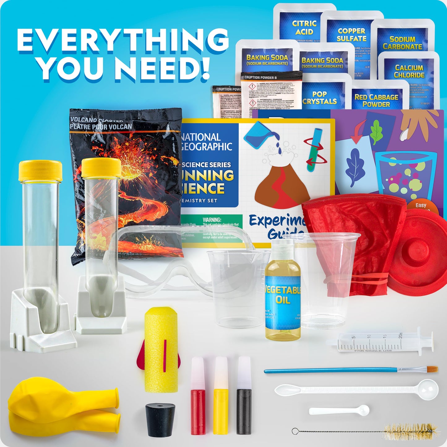 National Geographic Mega Chemistry Set - 45 Fun STEM Experiments, Volcano & Rocket Launch Kit, Science Toys for Kids 8-12 (Amazon Exclusive)