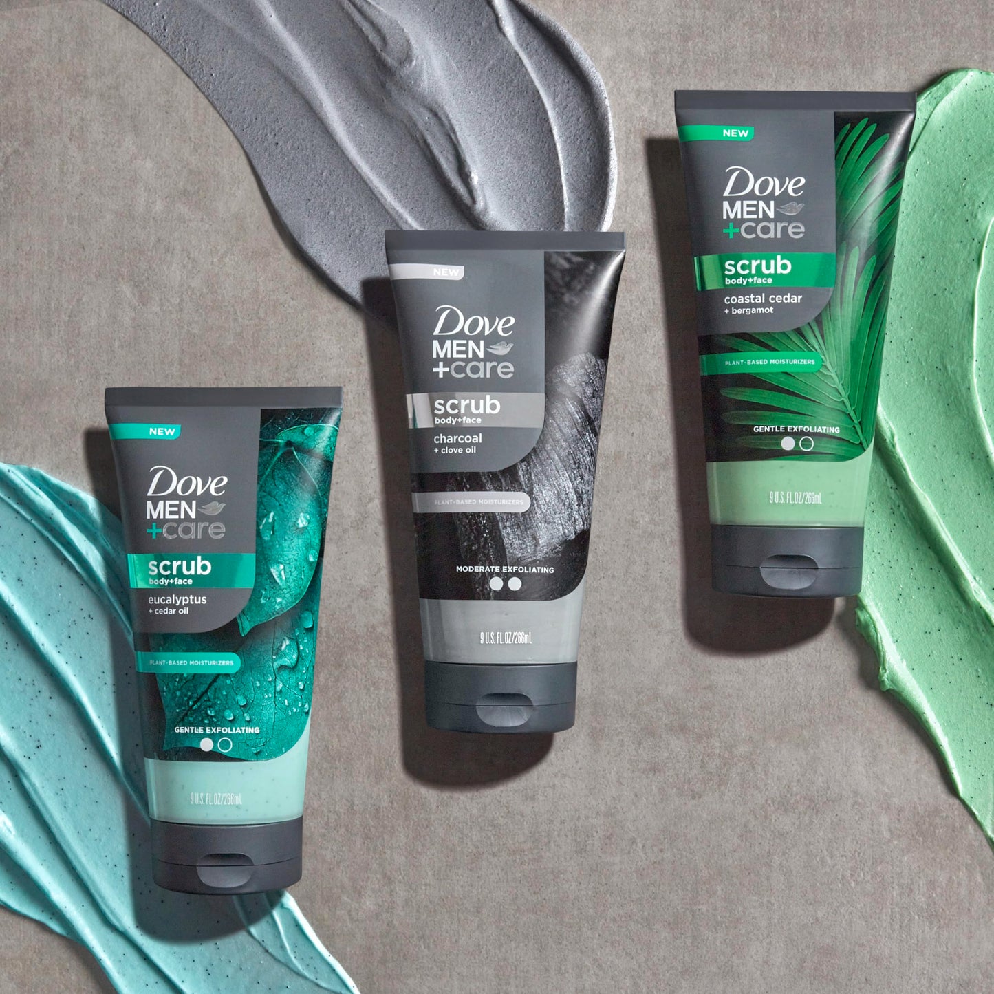 Dove Men+Care Eucalyptus Body & Face Scrub – Deeply Exfoliating, Hydrating & Nourishing, 100% Gentle, No Sulfates or Parabens, 9 oz