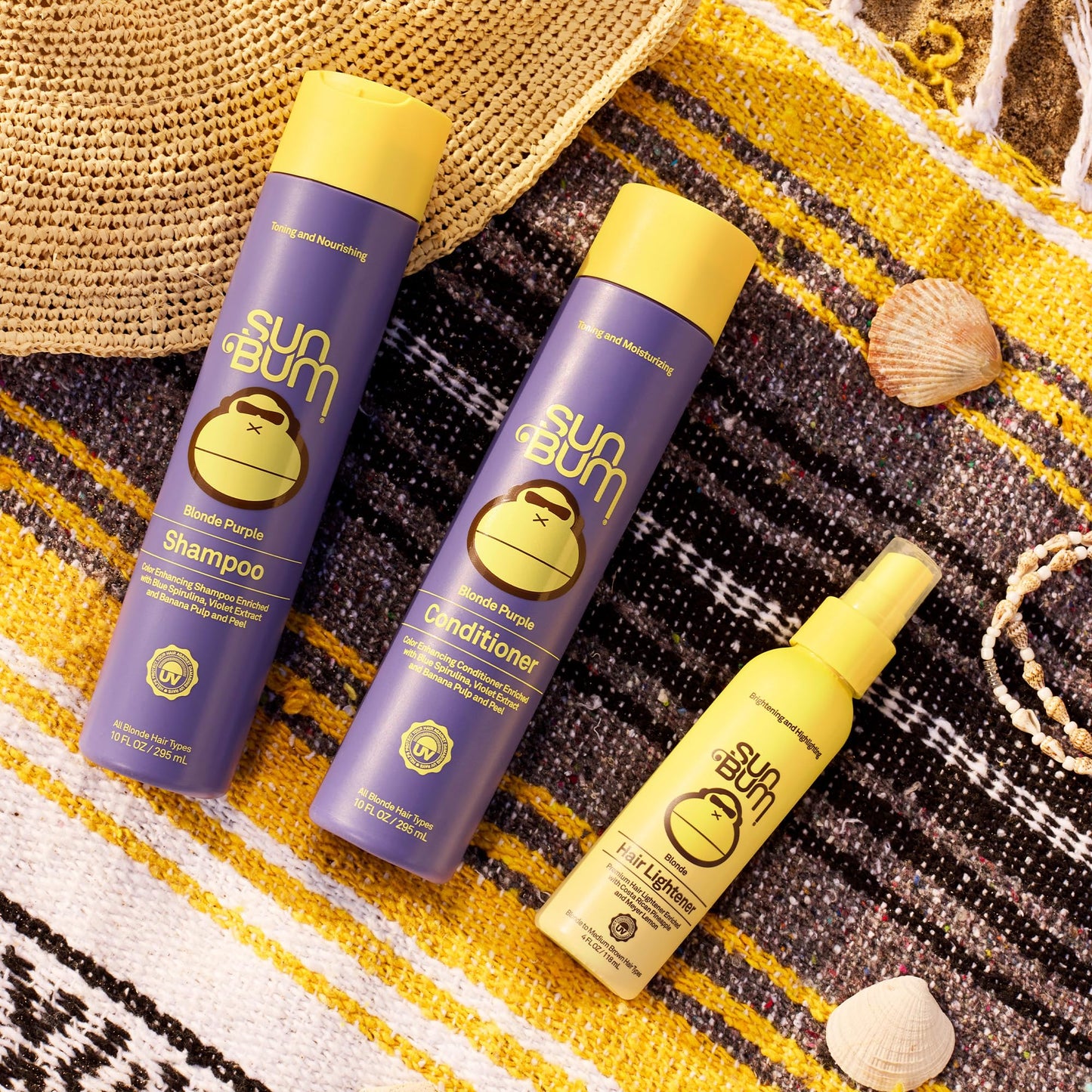 Sun Bum Hair Lightener Spray - For Blonde to Medium Brown Hair Types - UV Protecting - Enriched with Pineapple and Meyer Lemon - Vegan - 4 oz