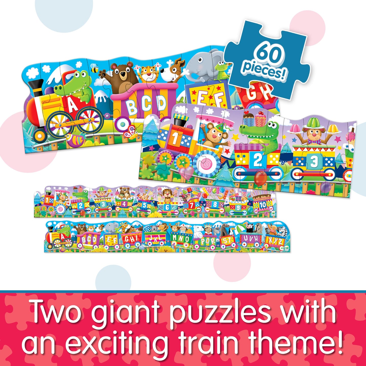 The Learning Journey: Puzzle Doubles - Giant ABC & 123 Train Floor Puzzles - Large Floor Puzzles For Kids Ages 3-5 - Award Winning Toys