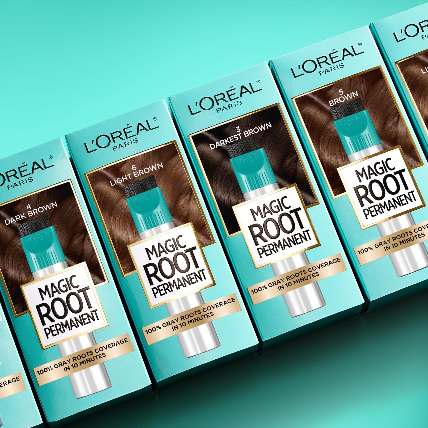 L'Oreal Paris Magic Root Rescue 10 Minute Root Hair Coloring Kit, Permanent Hair Color with Quick Precision Applicator, 100 percent Gray Coverage, 4 Dark Brown, 2 count