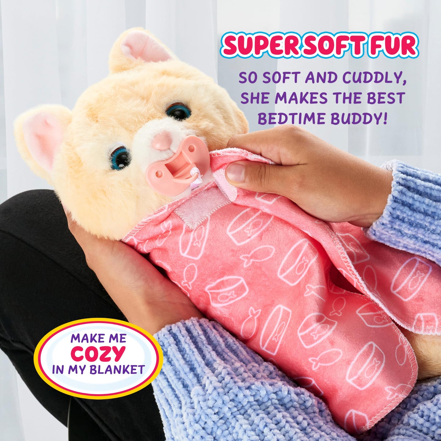 Little Live Pets Cozy Dozys Ginger The Pet Cat Toy, Interactive Plush Electronic Cat with 25+ Sounds, Soft Bedtime Kitty Toys for Kids of Ages 4+