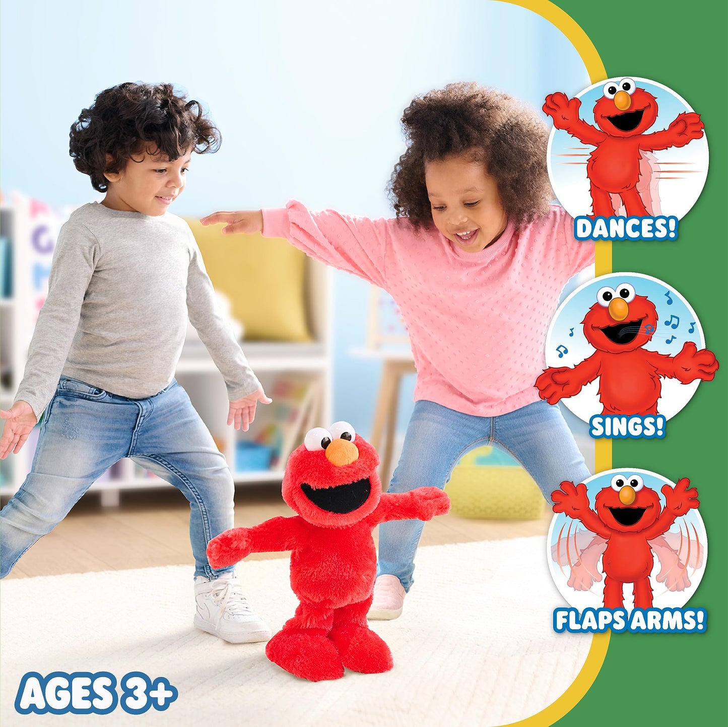 Sesame Street Elmo Slide Singing and Dancing 14-inch Plush, Pretend Play, Interactive Toy, Kids Toys for Ages 2 Up by Just Play