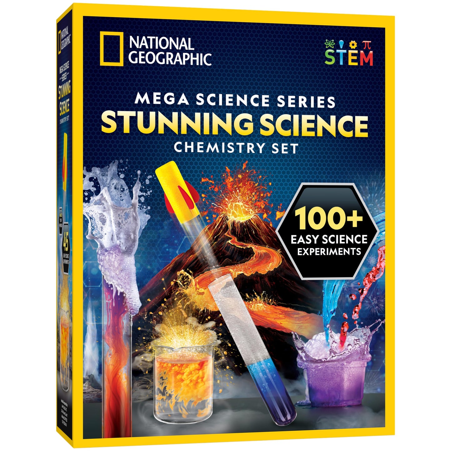 National Geographic Mega Chemistry Set - 45 Fun STEM Experiments, Volcano & Rocket Launch Kit, Science Toys for Kids 8-12 (Amazon Exclusive)