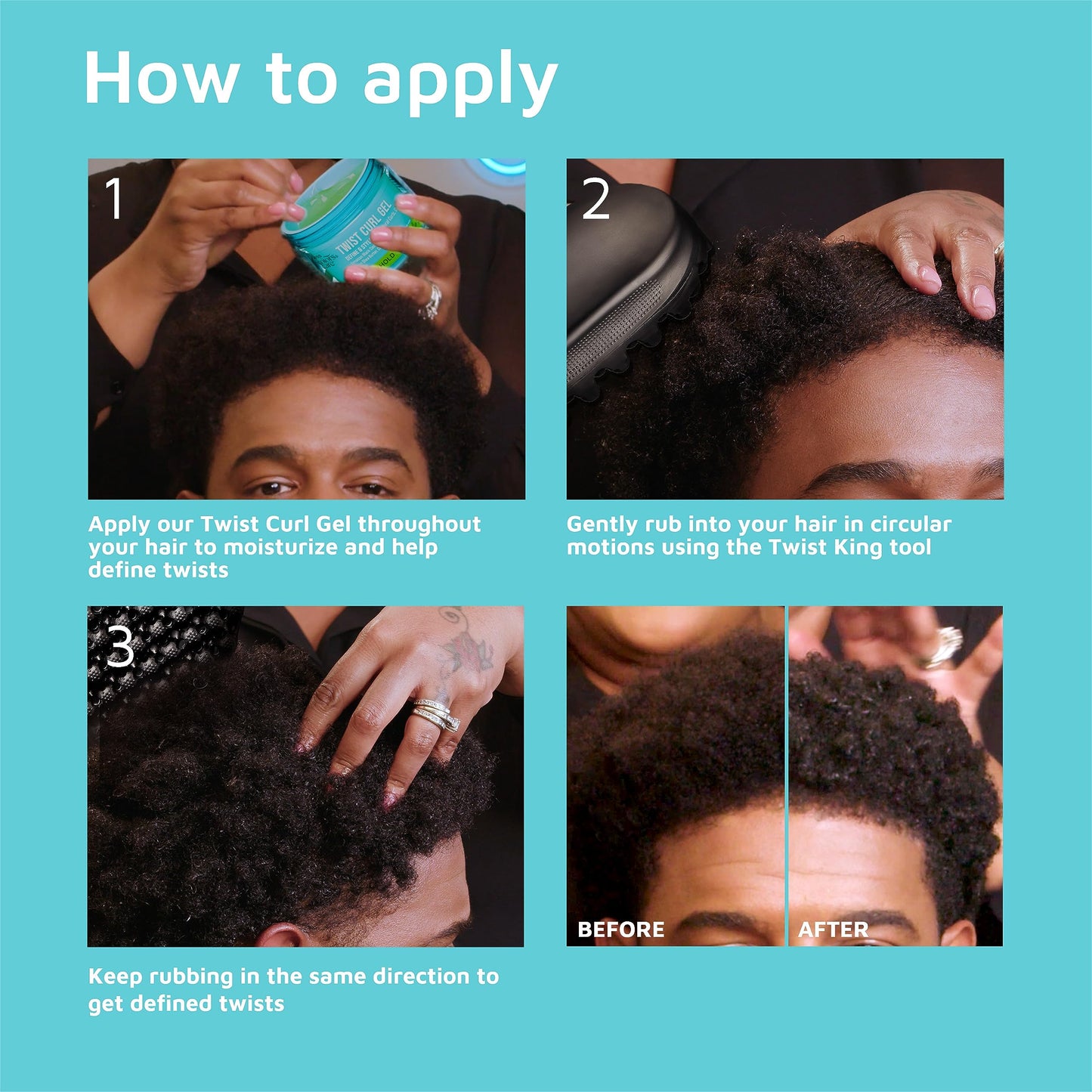 KISS Colors & Care Twist King Premium Twist Tool – Durable, Washable & Long-Lasting Hair Styler for Defined Twists, Quick & Easy Use, Black (KTWS04)