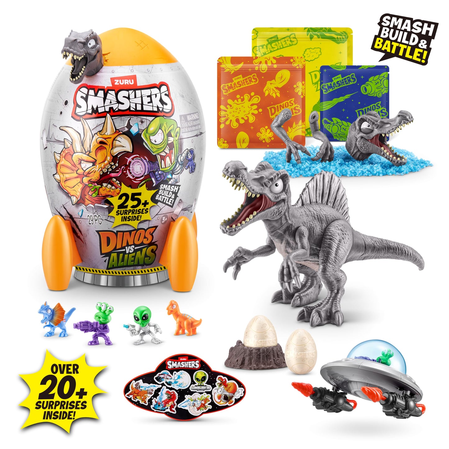 Smashers Dino vs Aliens Medium (Spinosaurus) by ZURU, Smashable Egg Toy for Boys
