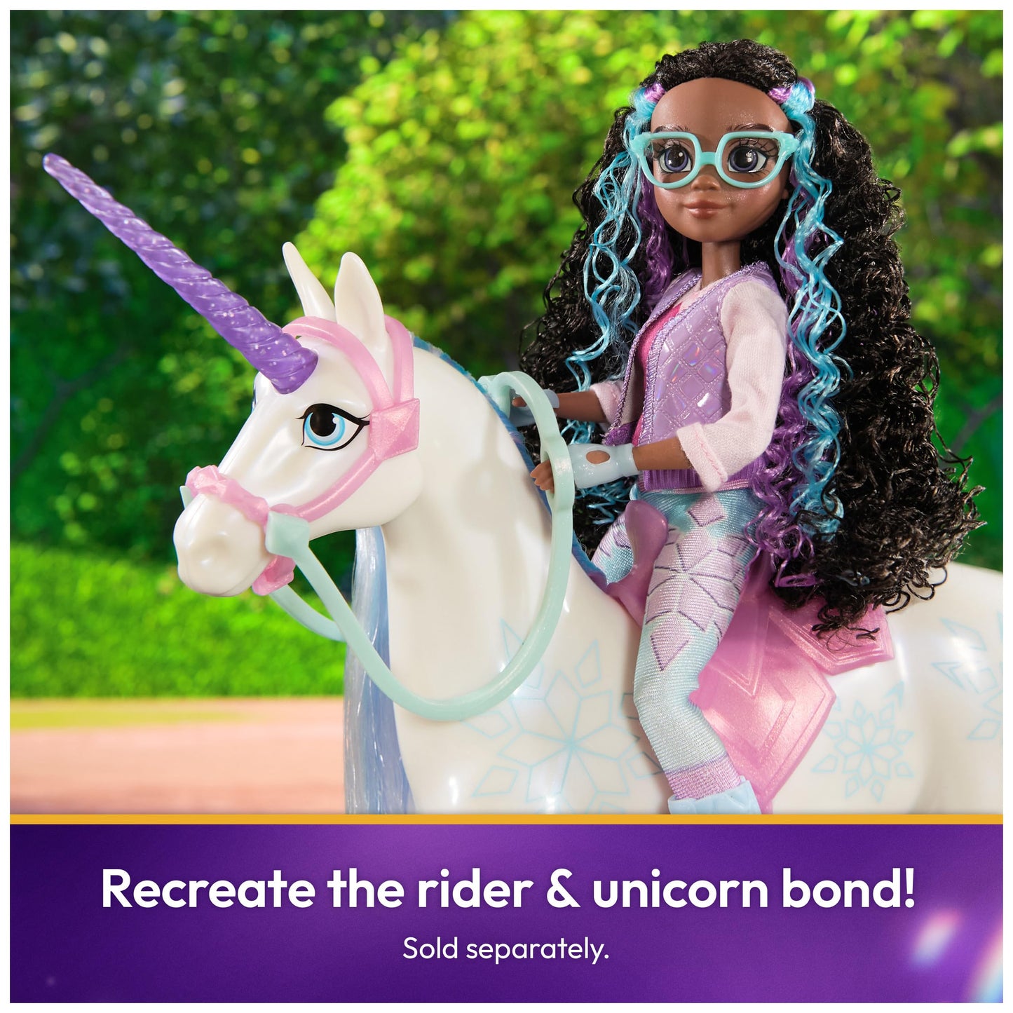 Unicorn Academy, Glacier with 2 Riding Accessories, 11”, Compatible with Layla, Dolls & Unicorn Toys for Girls Ages 4 and up
