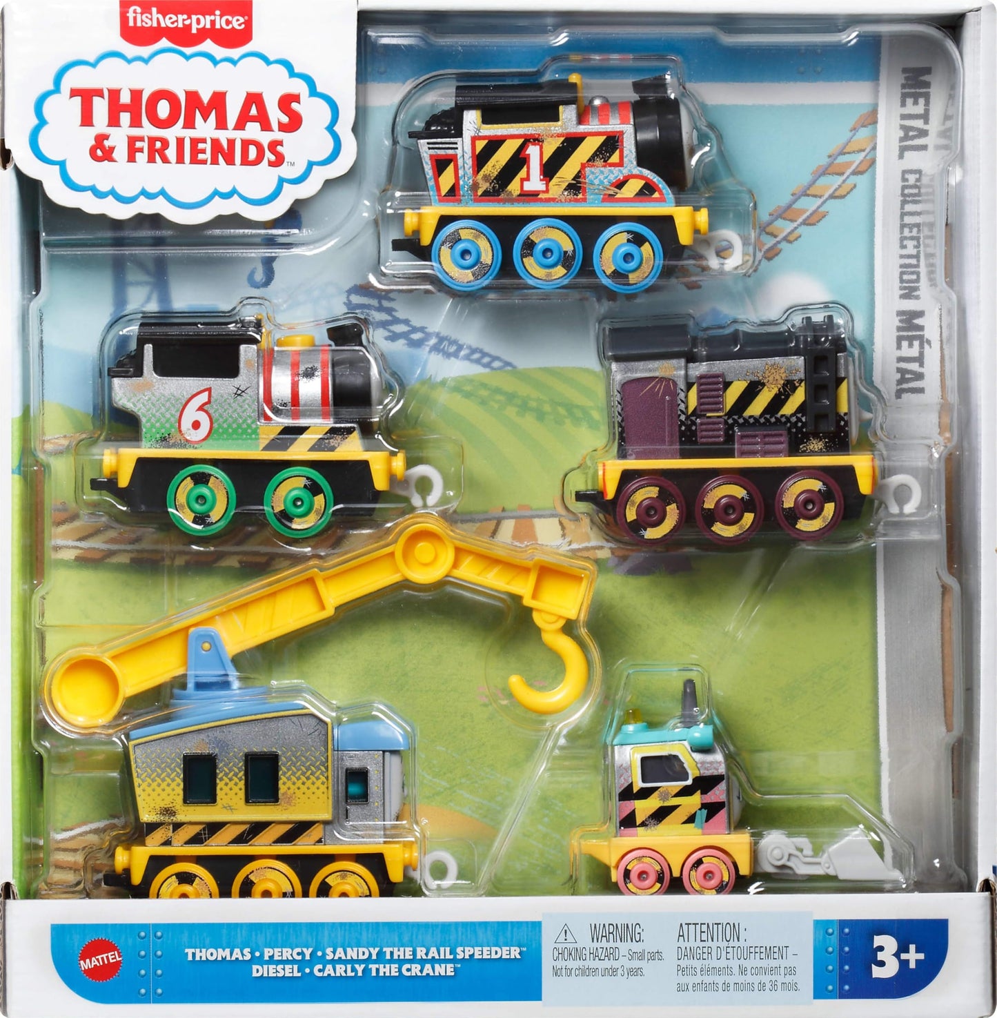 Thomas & Friends Diecast Vehicle Set Construction Crew 5 Push-Along Toy Train Engines for Preschool Kids Ages 3+ Years