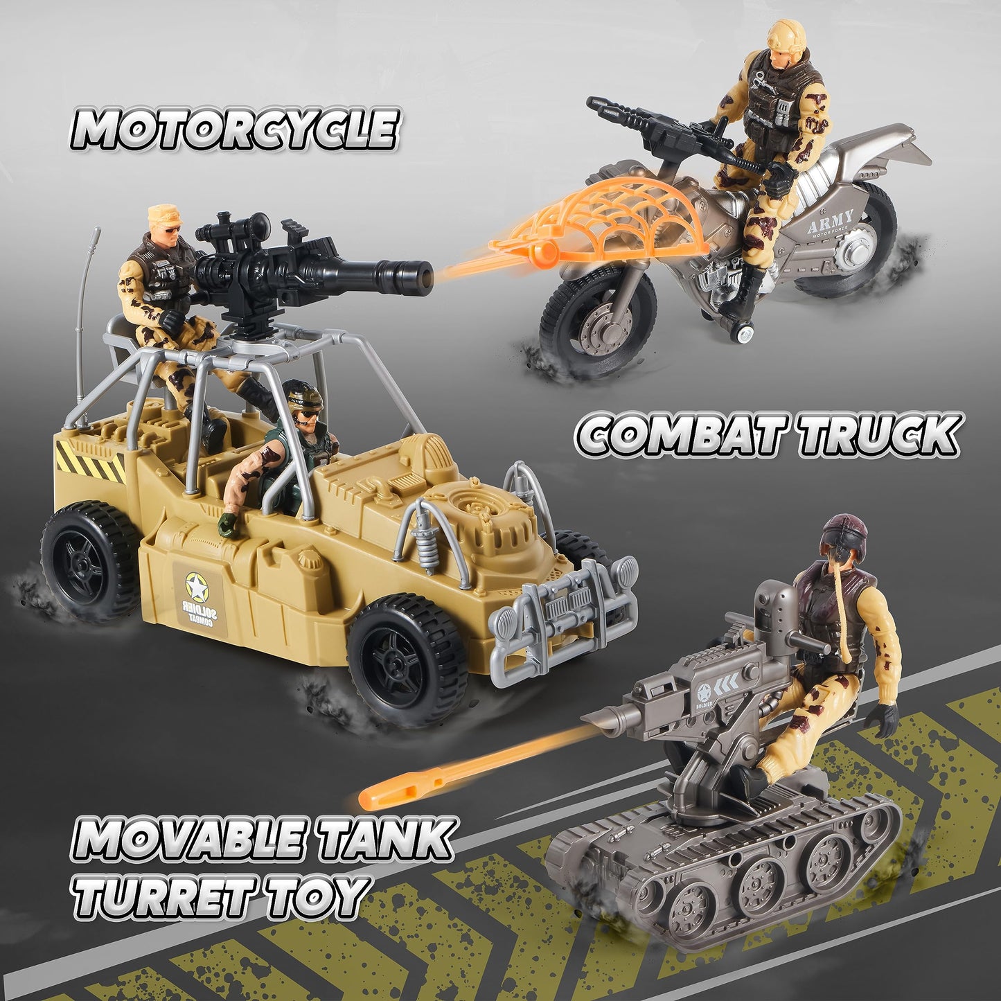 JOYIN Military Base Toys Set Including Army Vehicles, Army Men Action Figures and Weapon Gear Accessories Military Combat Toys