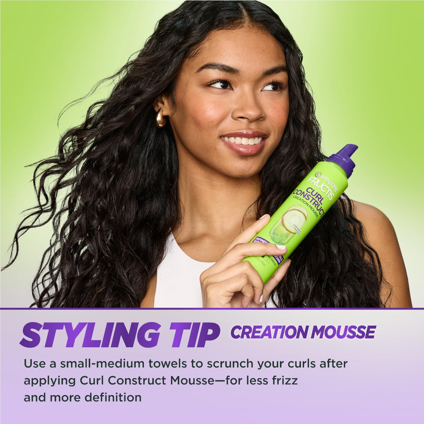 Garnier Fructis Style Curl Construct Creation Mousse, 6.8 Oz, 1 Count (Packaging May Vary)