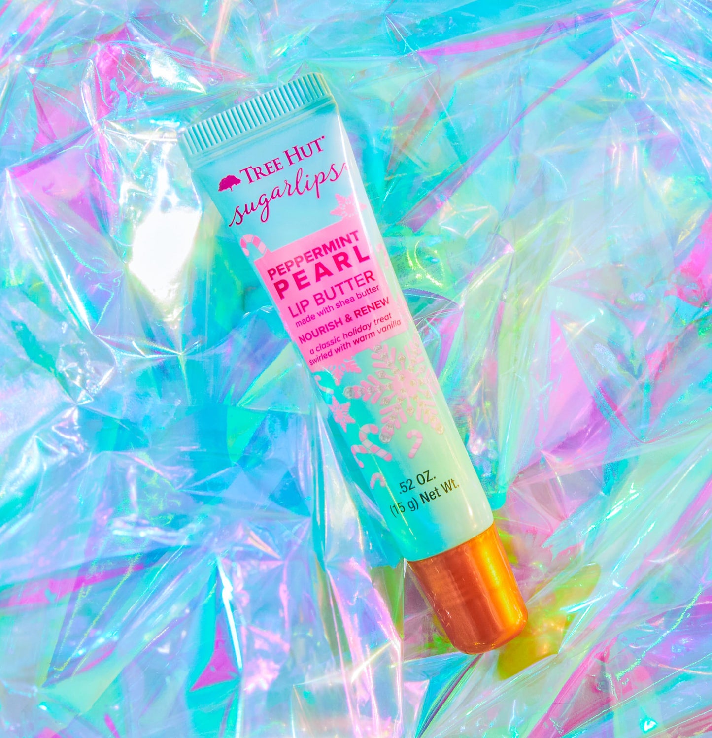 Tree Hut Sugarlips Peppermint Pearl Lip Butter, Limited Edition Holiday, Moisturizing & Nourishing, Full Hydrated Lips, 0.52 fl oz